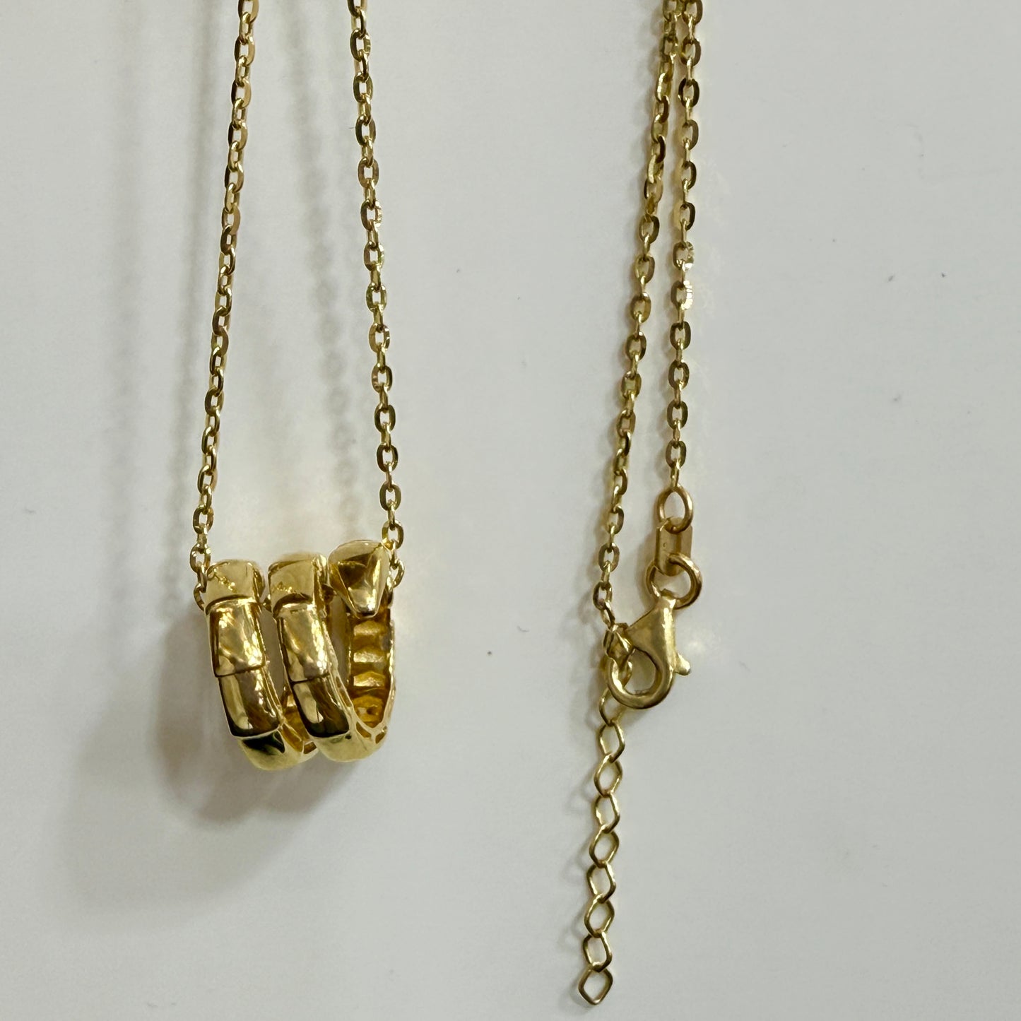 18K Gold Snake Pendant on 16” Chain