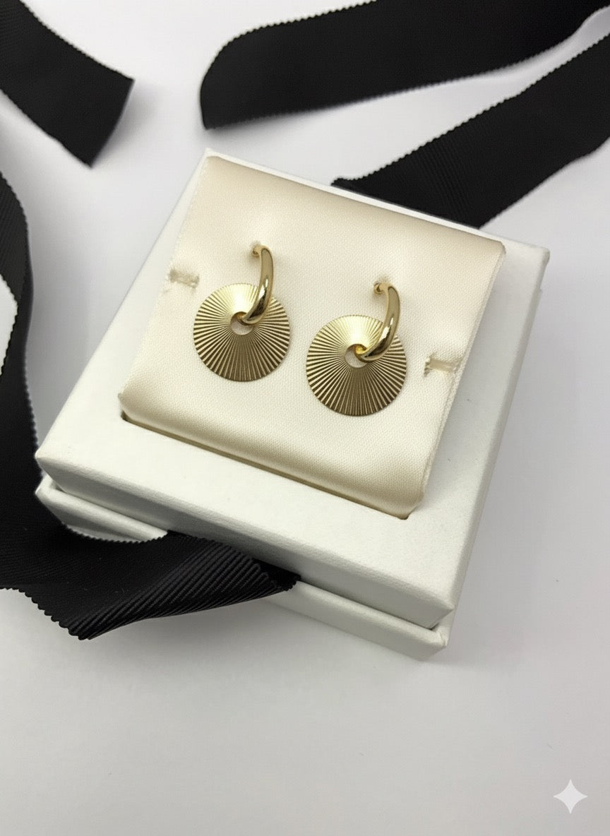14K Solid Gold Sunburst Post Earrings