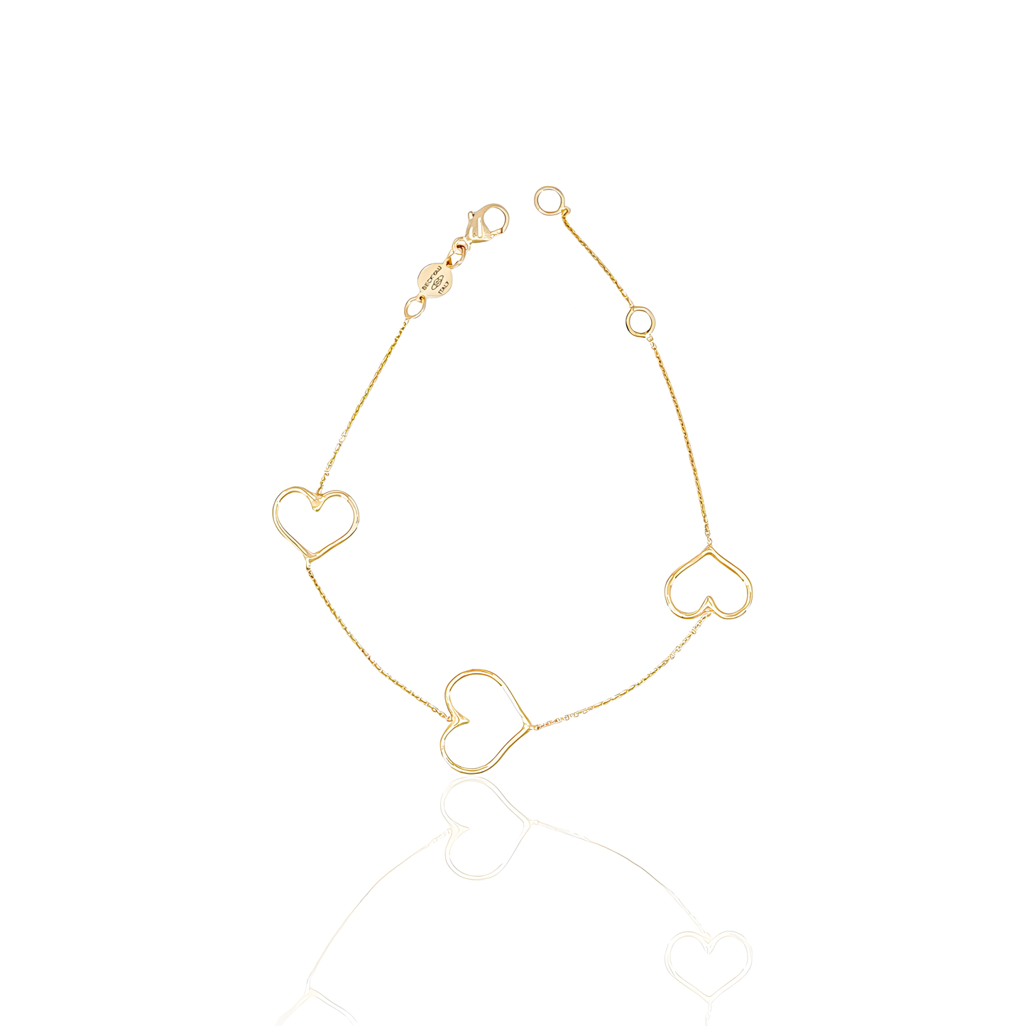 14K Gold Triple Hearts Bracelet