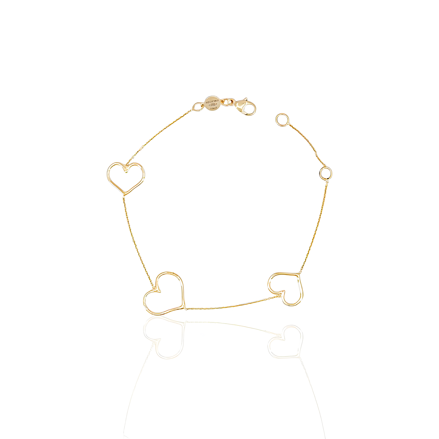 14K Gold Triple Hearts Bracelet