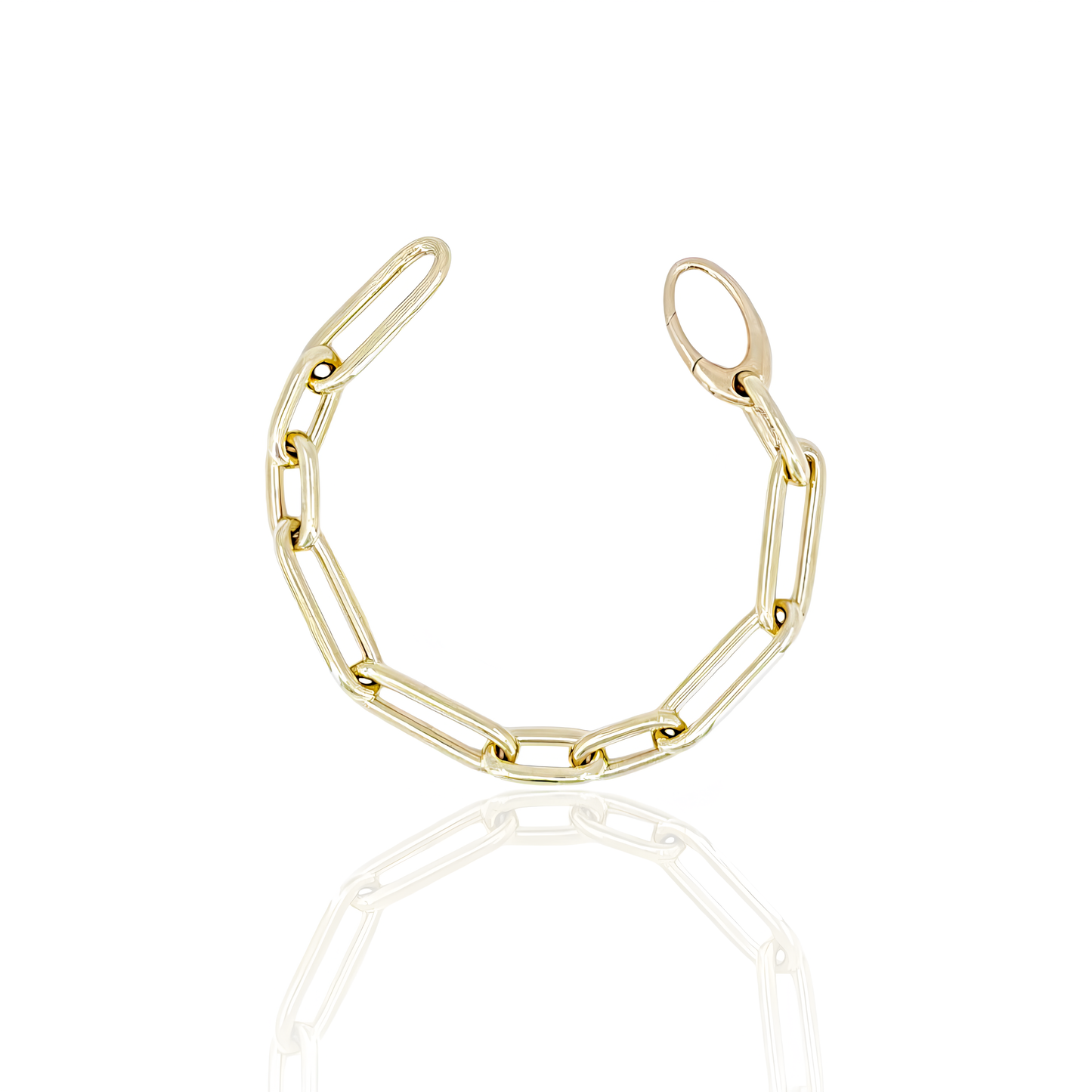 14K Solid Gold Oval Link Bracelet