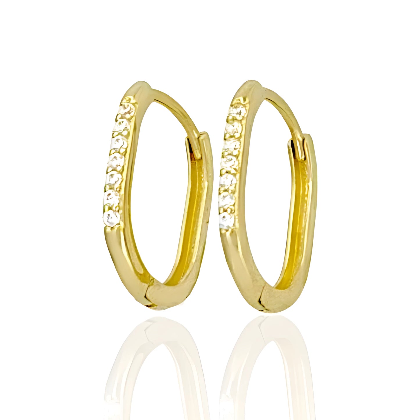 14K Gold Hoop Earrings with White Topaz