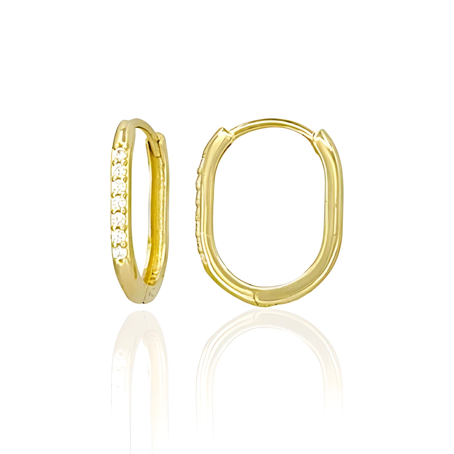 14K Gold Hoop Earrings with White Topaz