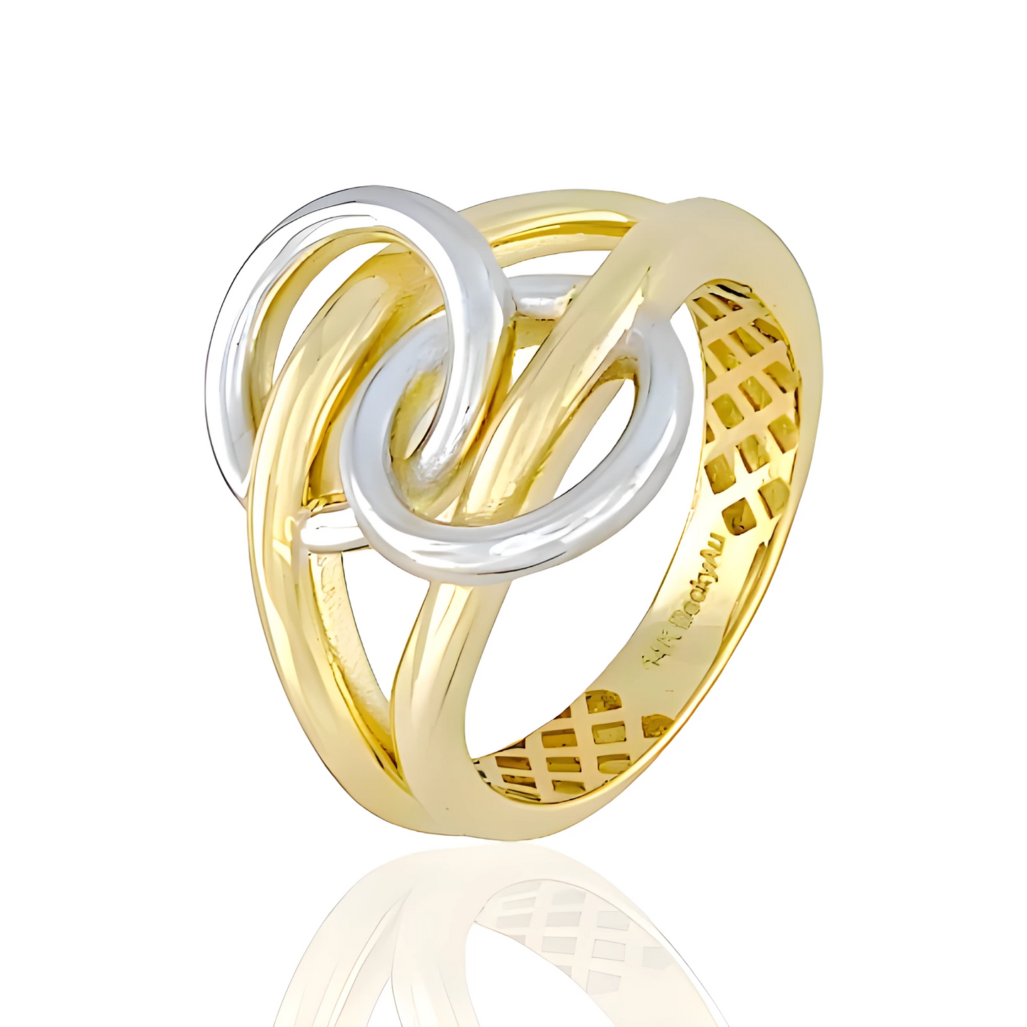 14k Solid Gold Ring with White and Yellow