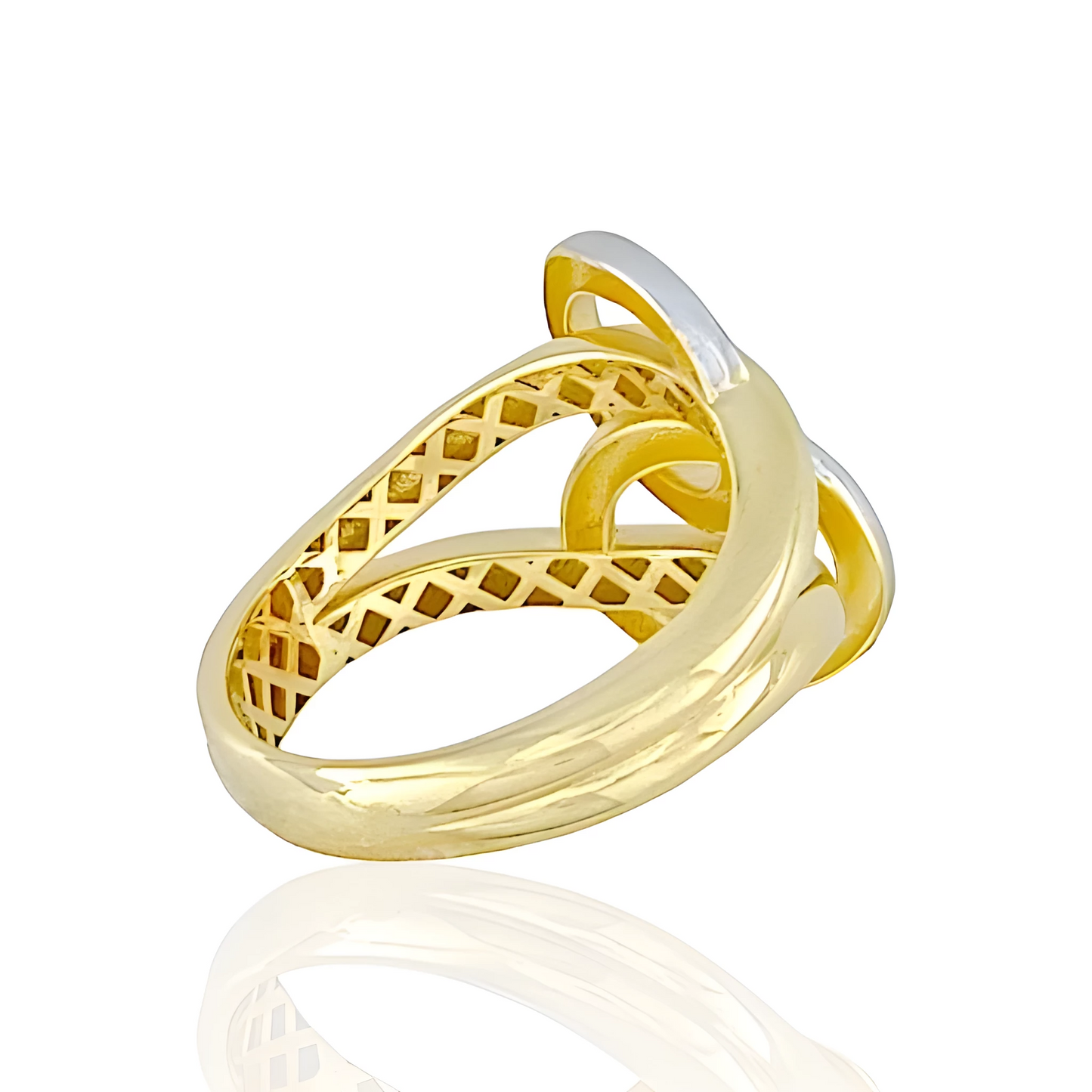 14k Solid Gold Ring with White and Yellow