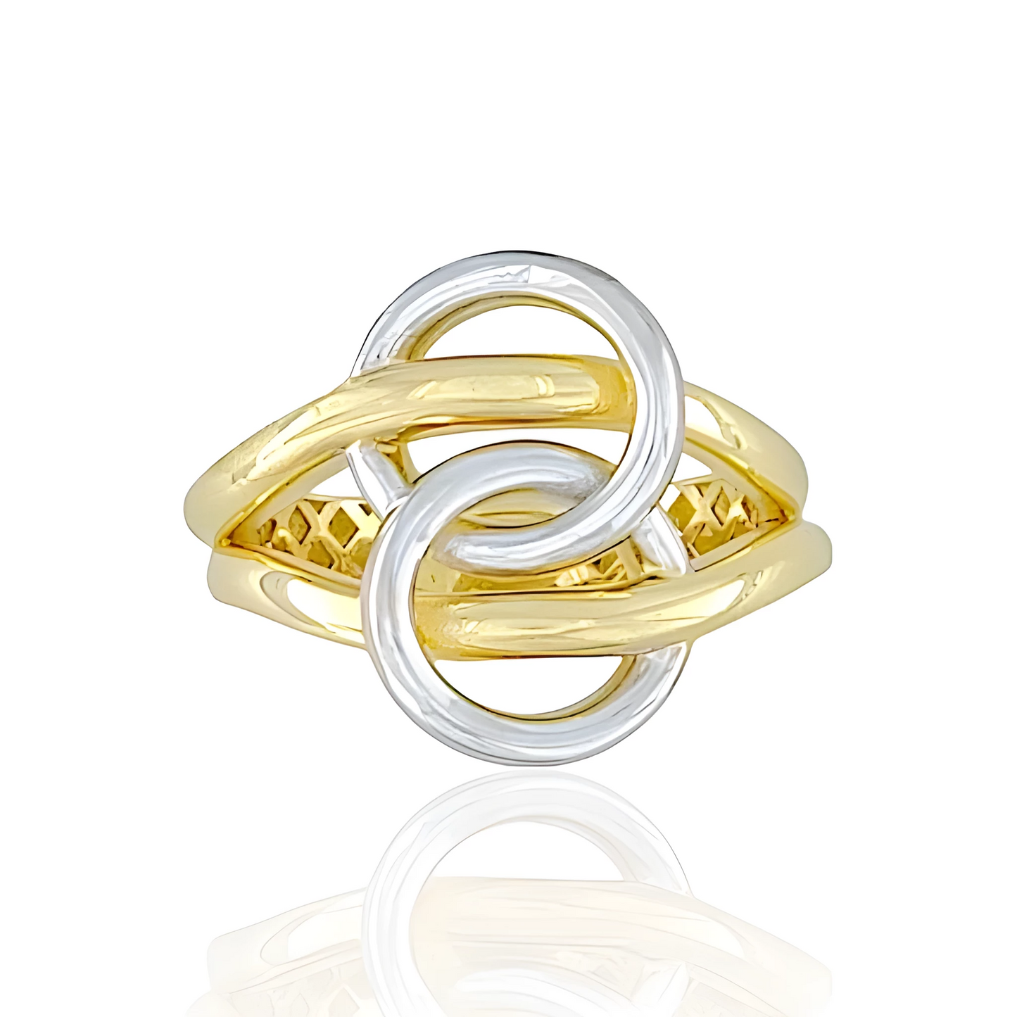 14k Solid Gold Ring with White and Yellow