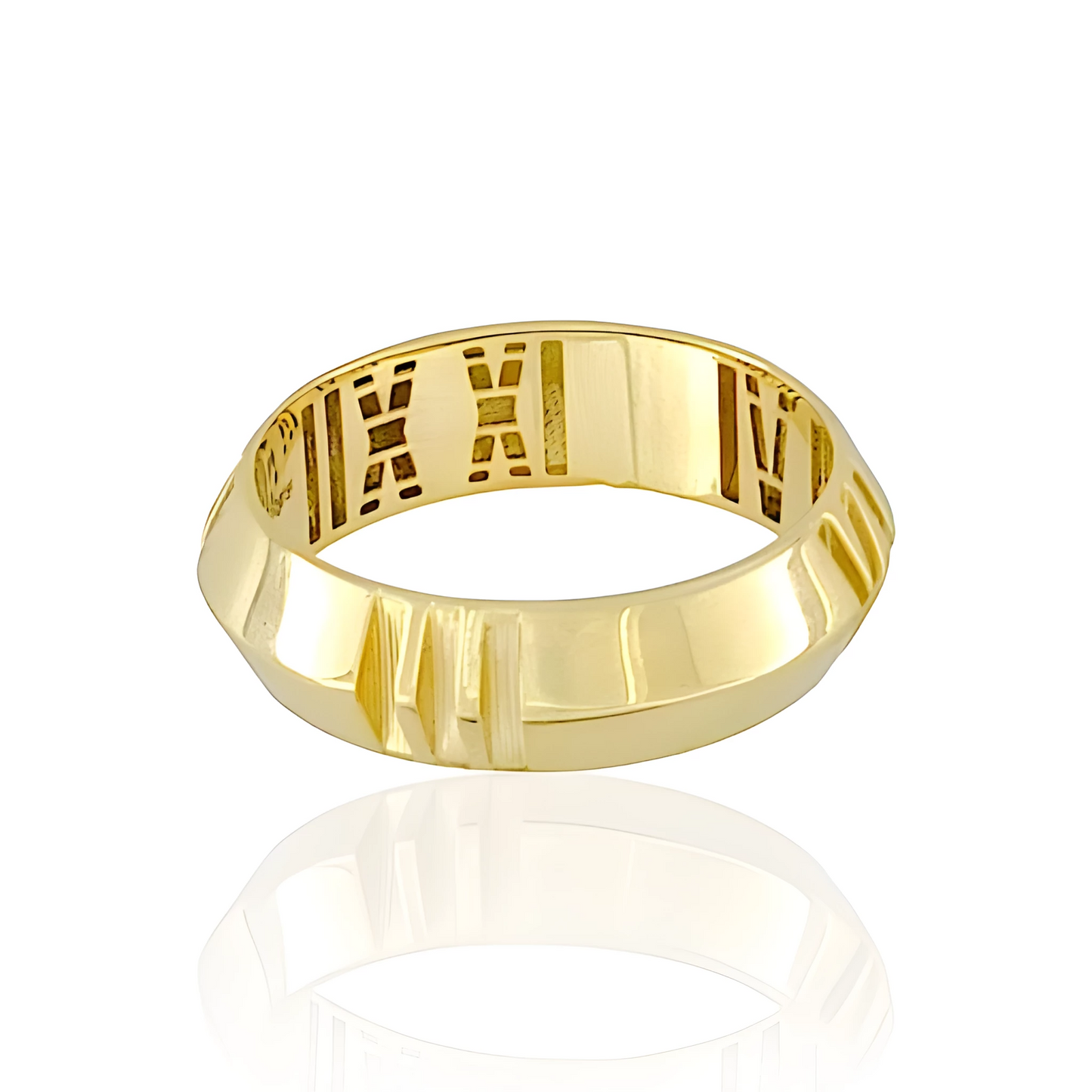 14K Solid Gold Ring with Roman numerals