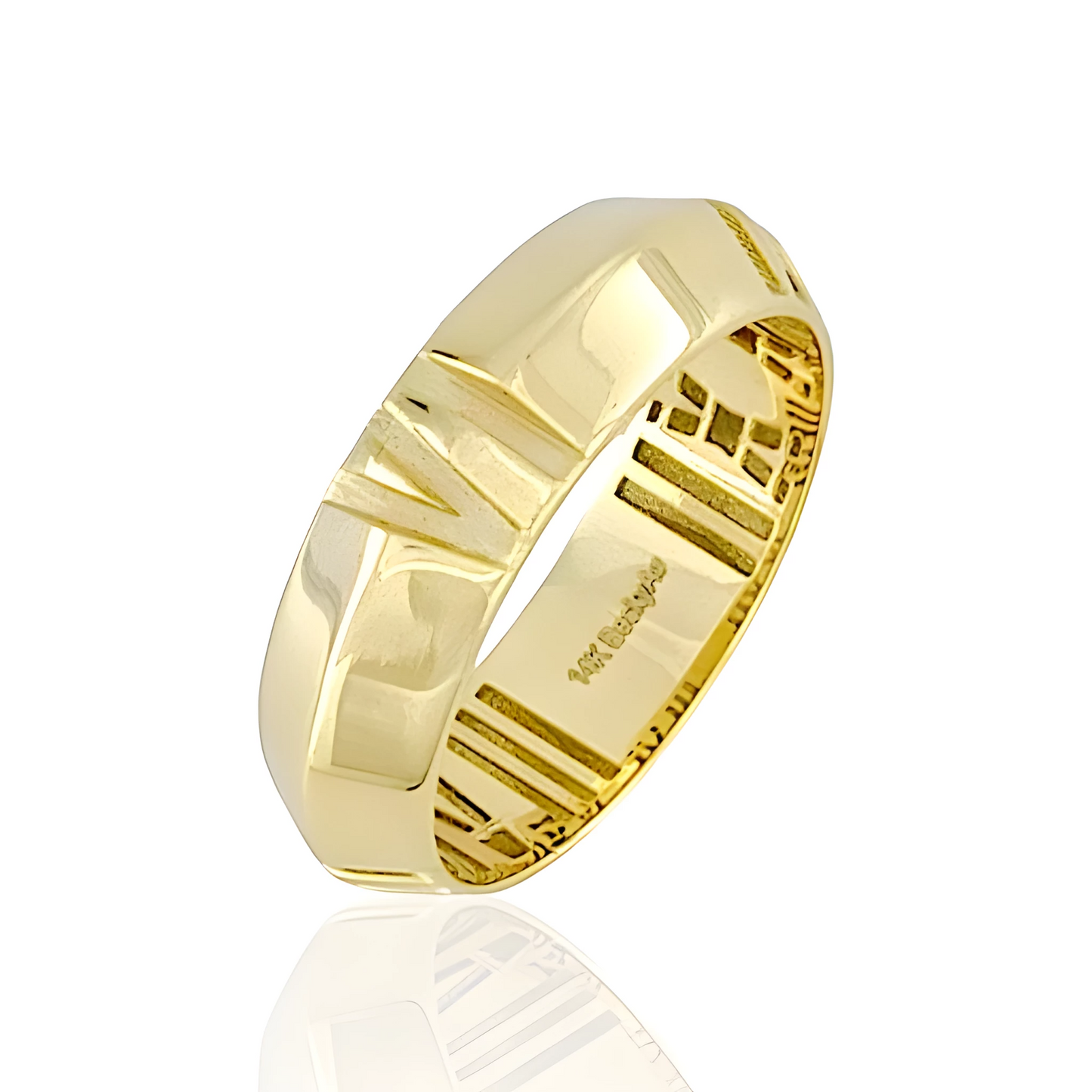 14K Solid Gold Ring with Roman numerals