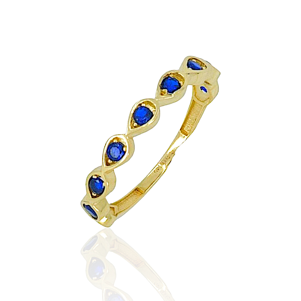 14k Solid Gold Almond Ring with Cubic Zirconia