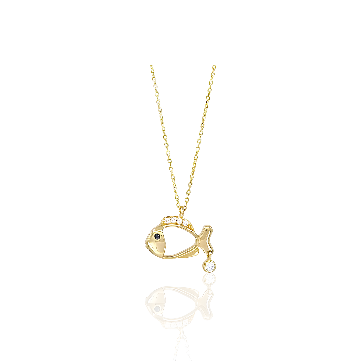 14K Gold Fish Necklace