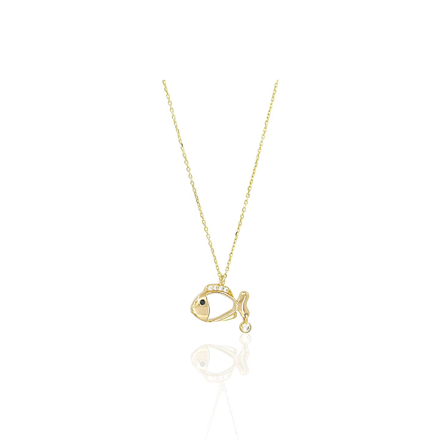 14K Gold Fish Necklace