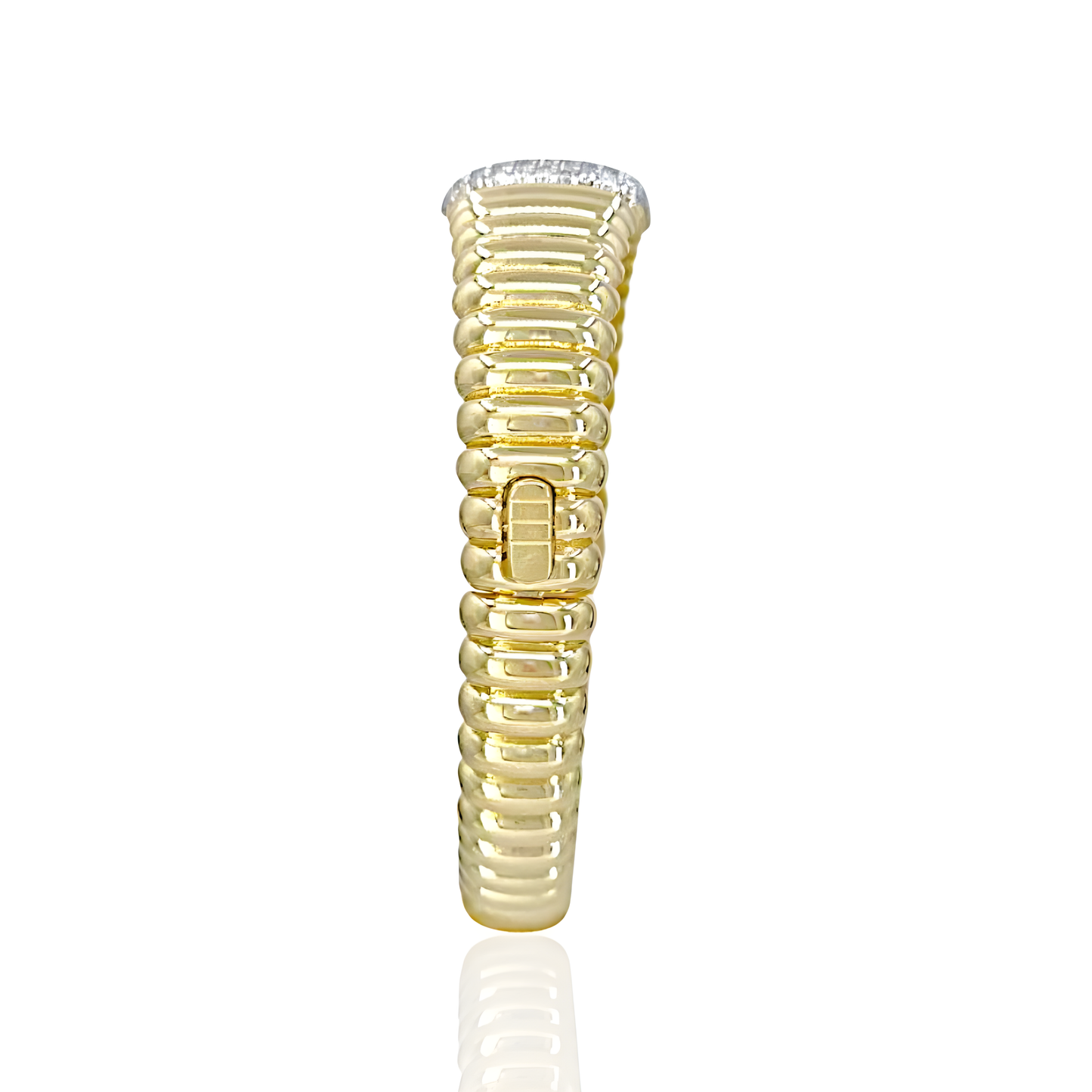 14K Gold Shell Shape Bangel with Stones