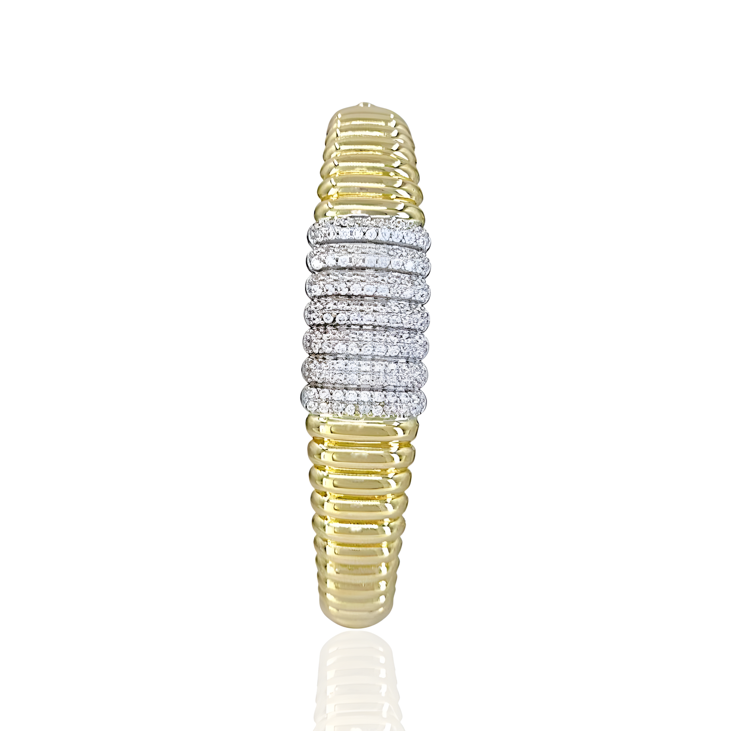 14K Gold Shell Shape Bangel with Stones