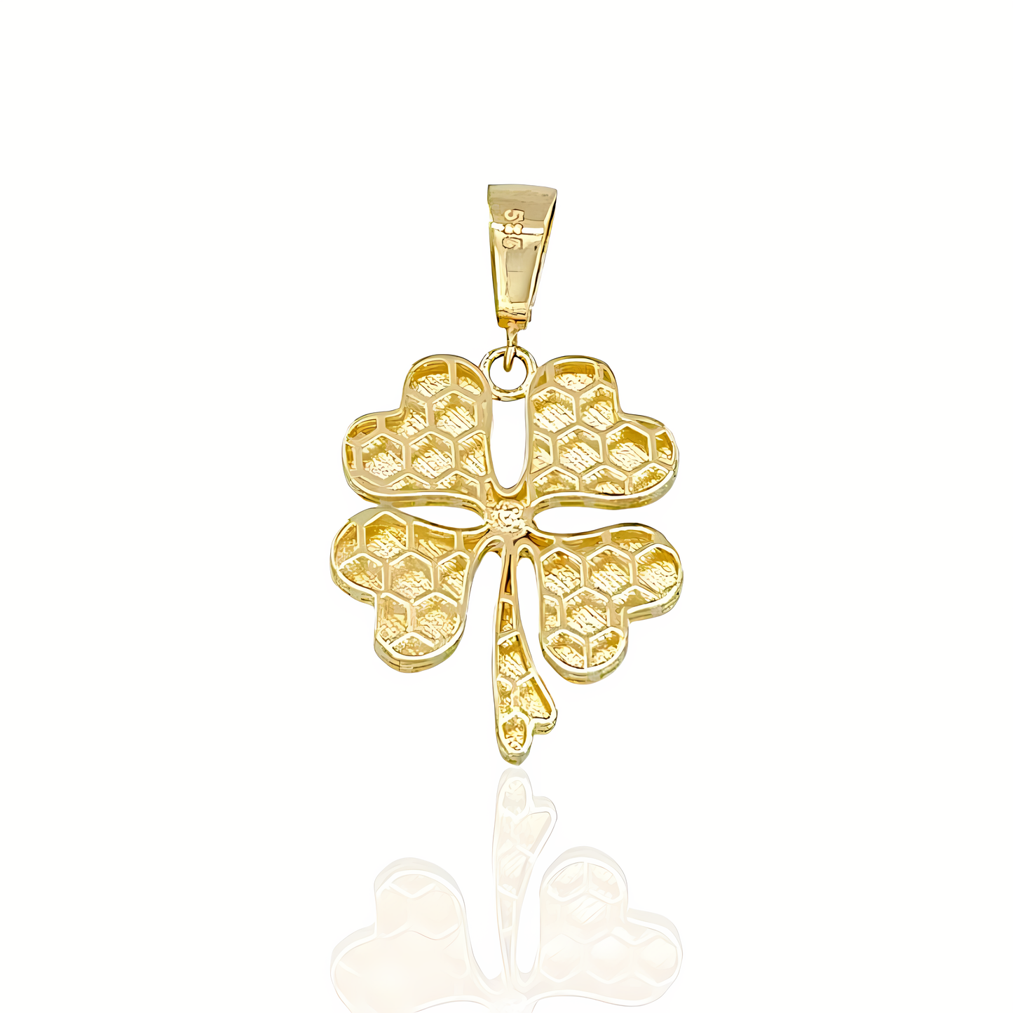 14K Gold Clover Charm Pendant