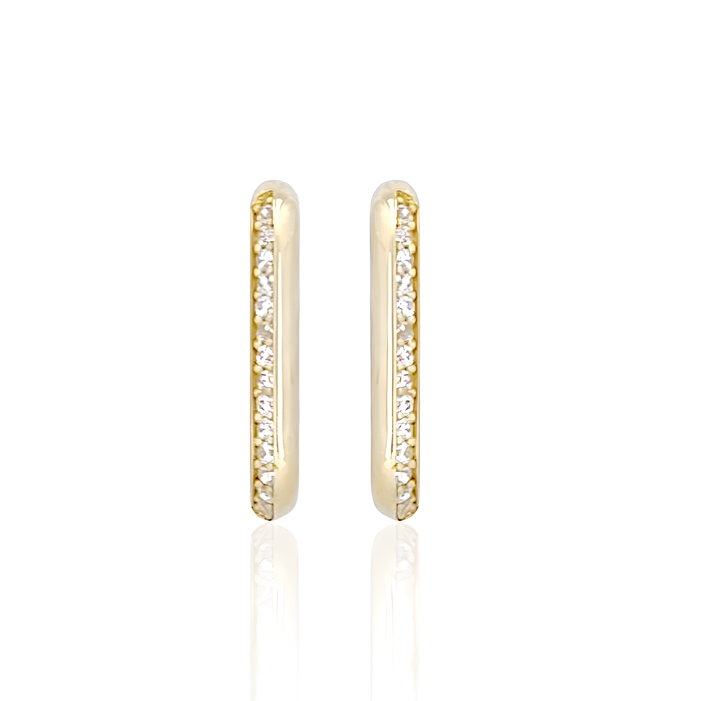 14K Huggie Hoop Earrings with Cubic Zirconia
