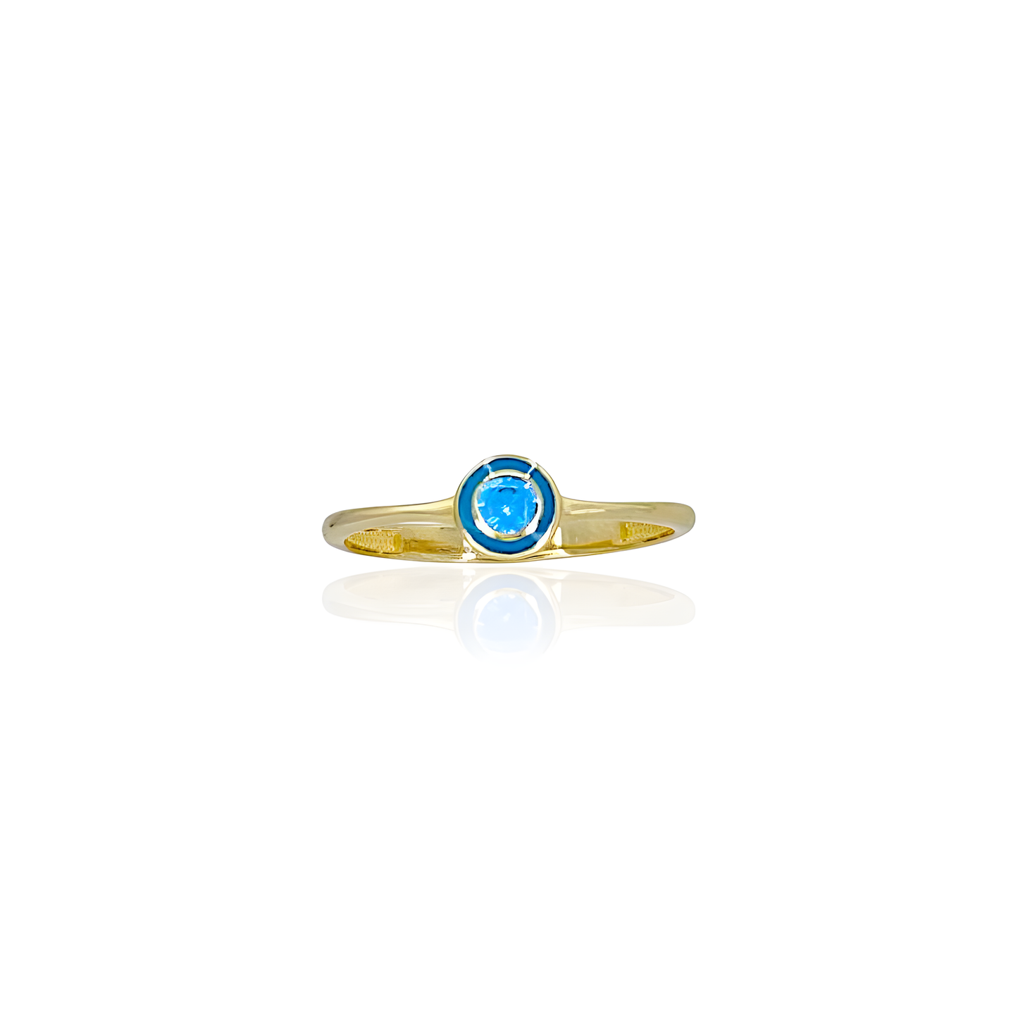 14K Gold Ring with Blue Enamel