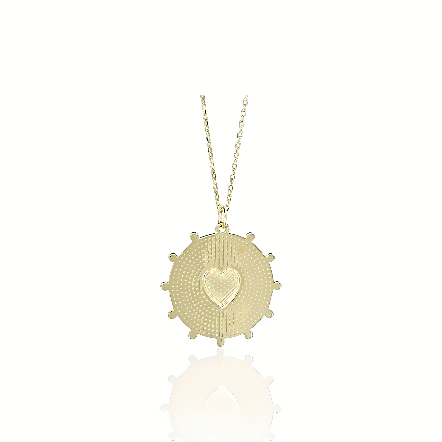 14K Gold Luminoso Heart Disc Necklace