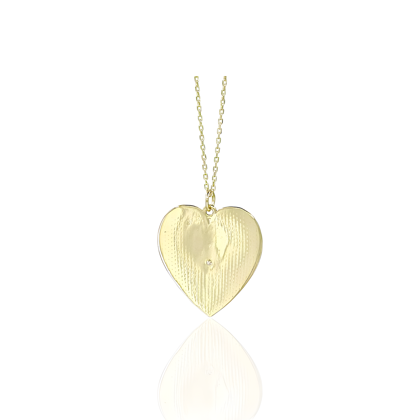 14K Gold Heart Necklace with Natural Diamond