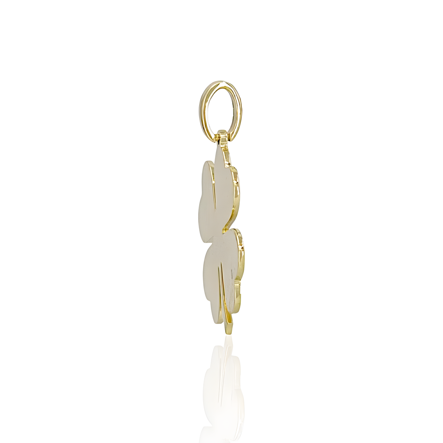 14K Gold Plain Flat Clover Charm Pendant