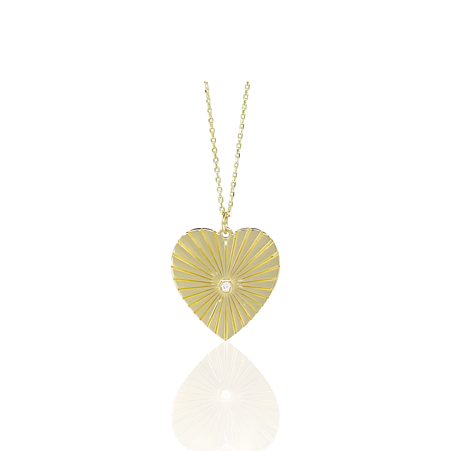 14K Gold Heart Necklace with Natural Diamond