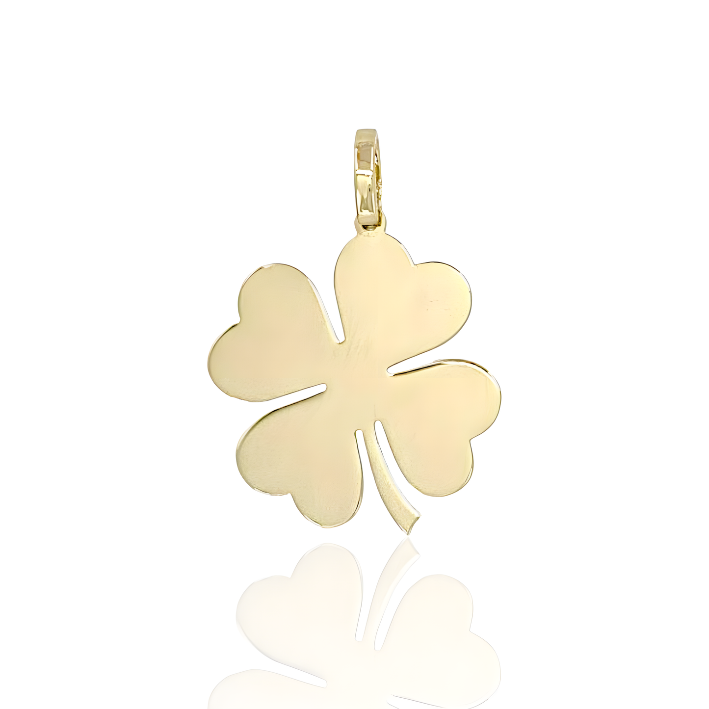 14K Gold Plain Flat Clover Charm Pendant