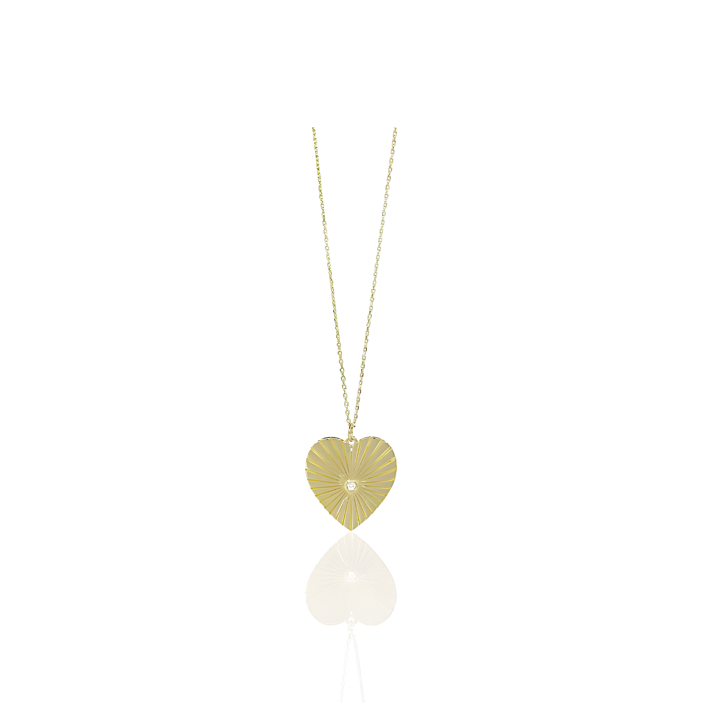 14K Gold Heart Necklace with Natural Diamond