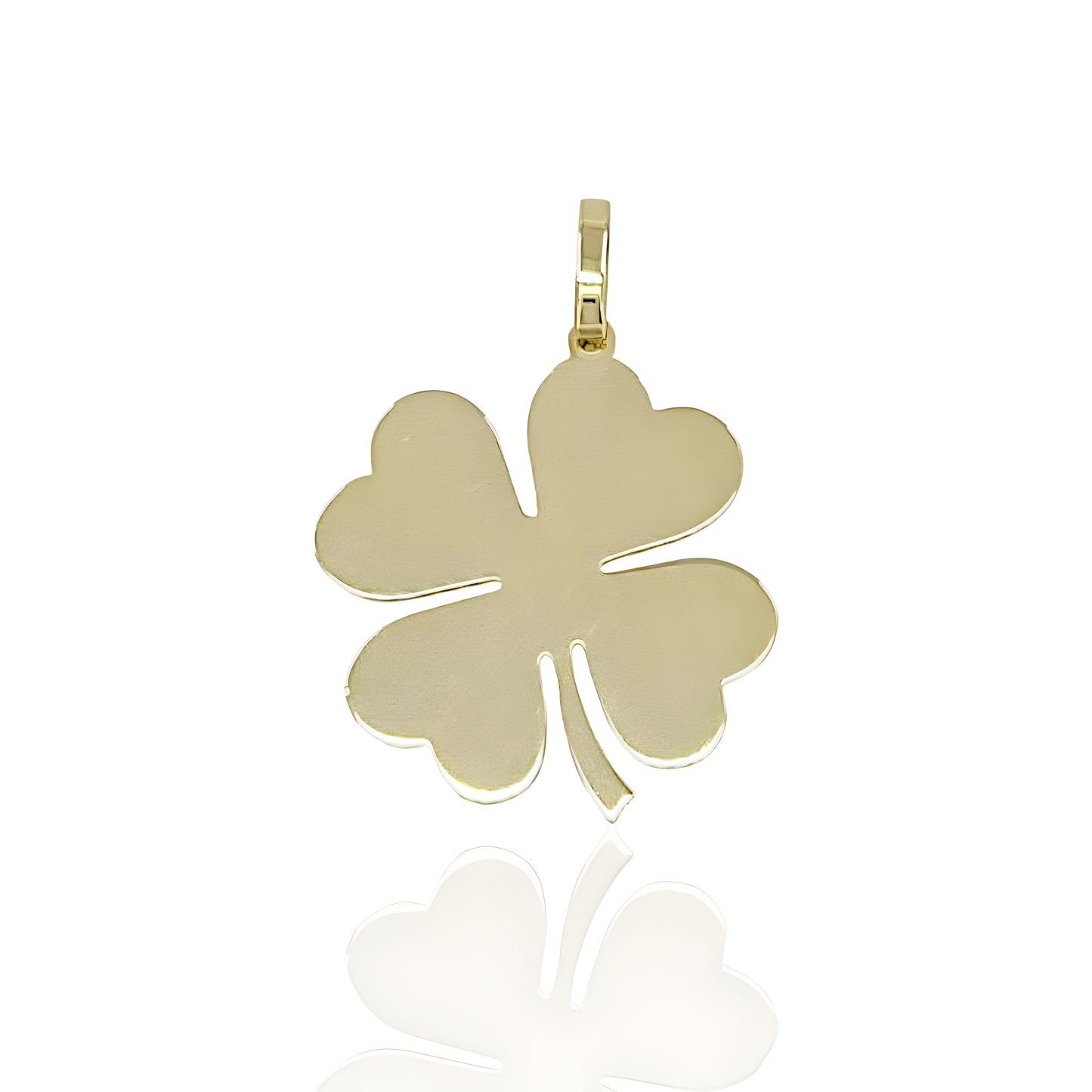 14K Gold Plain Flat Clover Charm Pendant