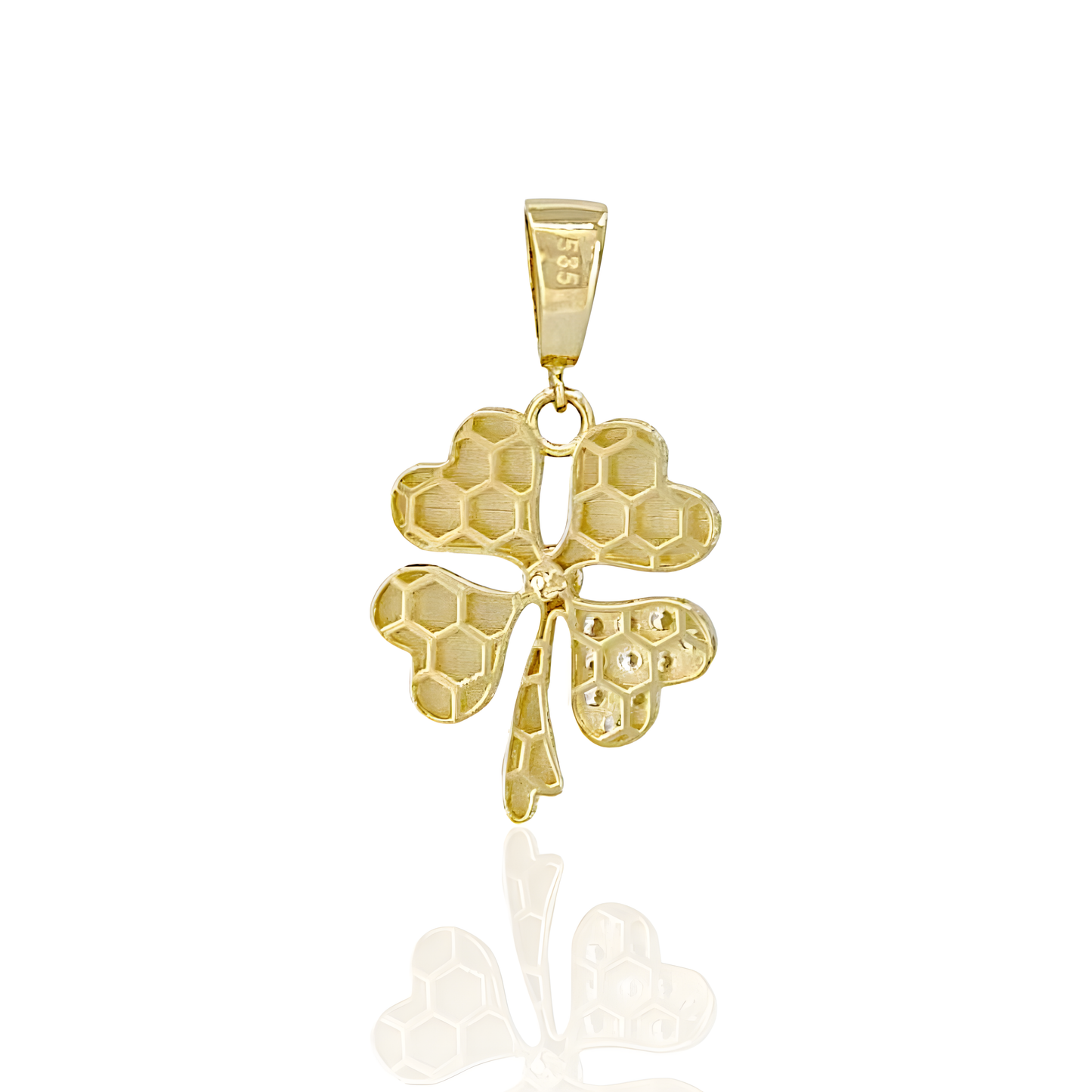 14K Gold Clover Charm Pendant