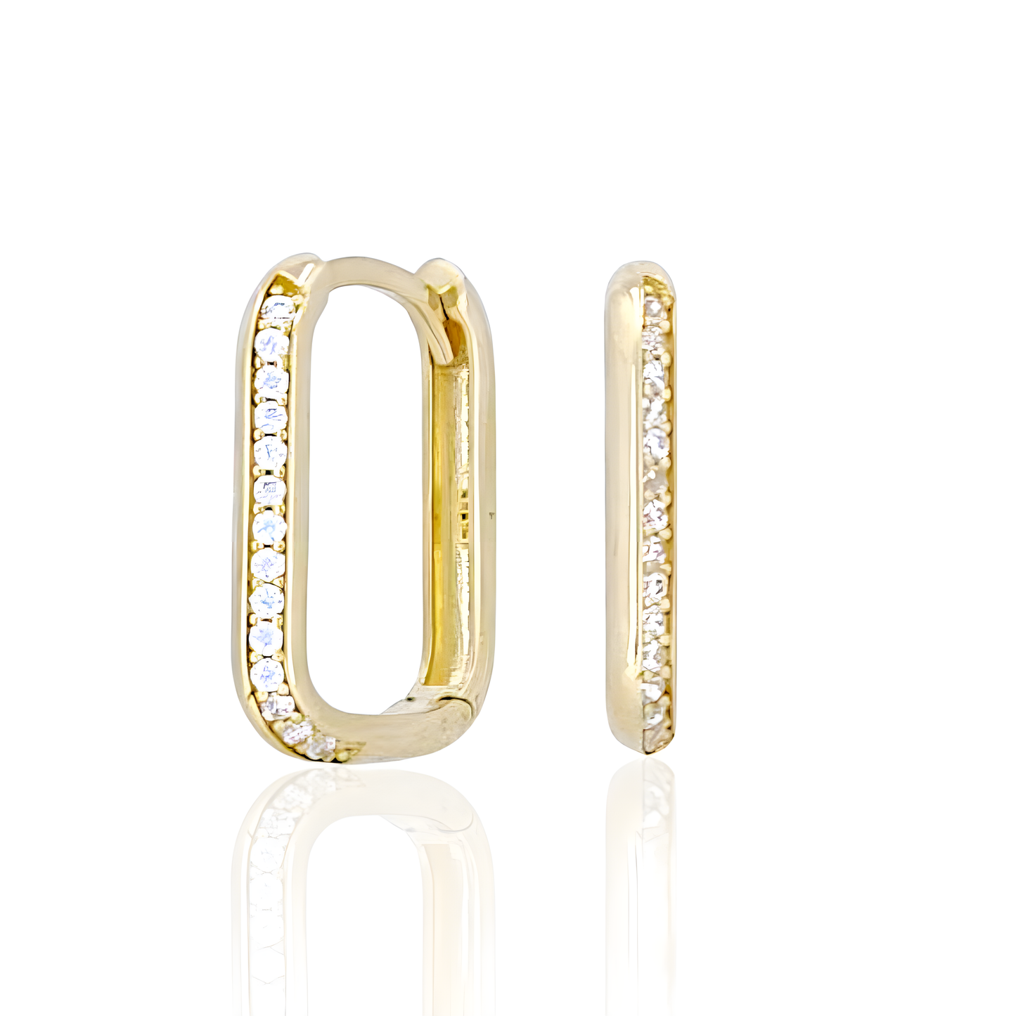 14K Huggie Hoop Earrings with Cubic Zirconia