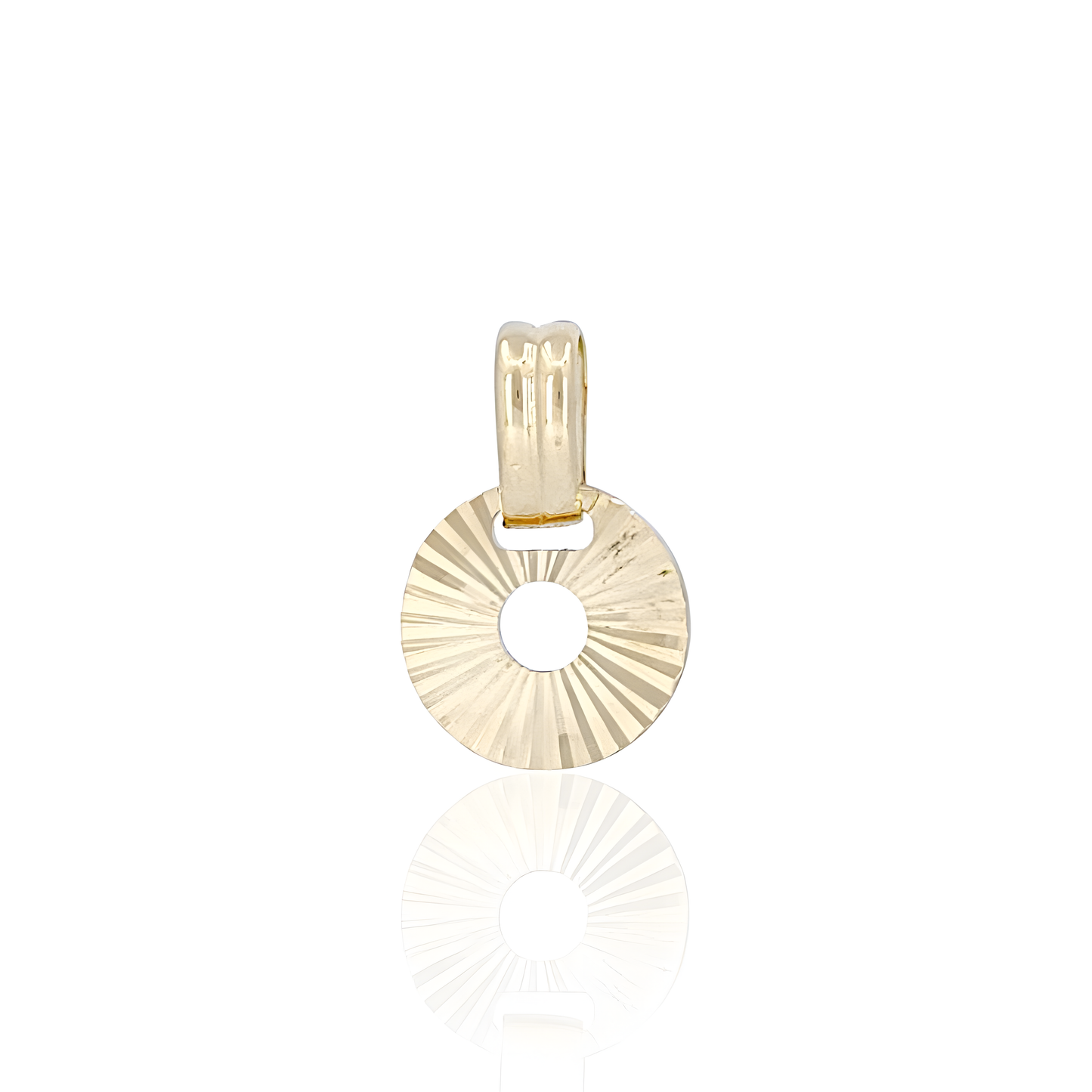 14K Gold Disco Round Pendant