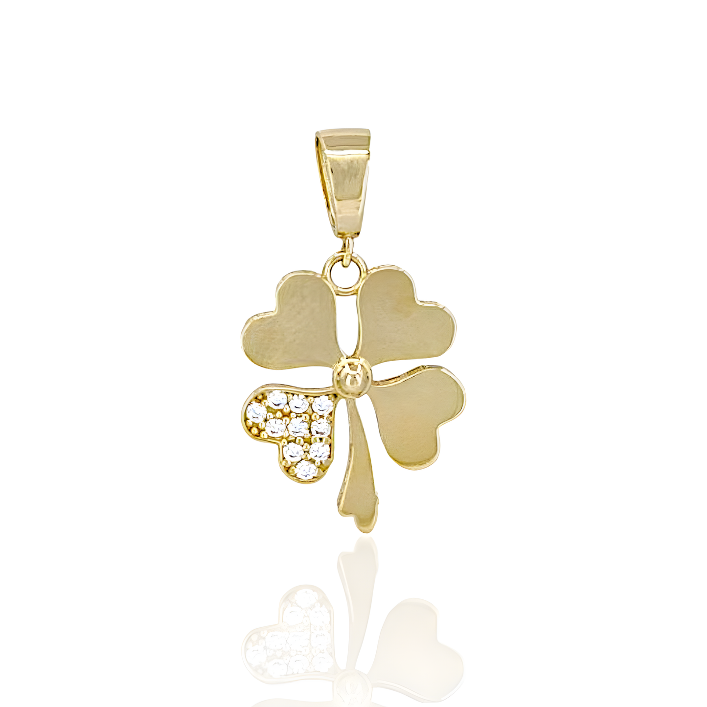 14K Gold Clover Charm Pendant