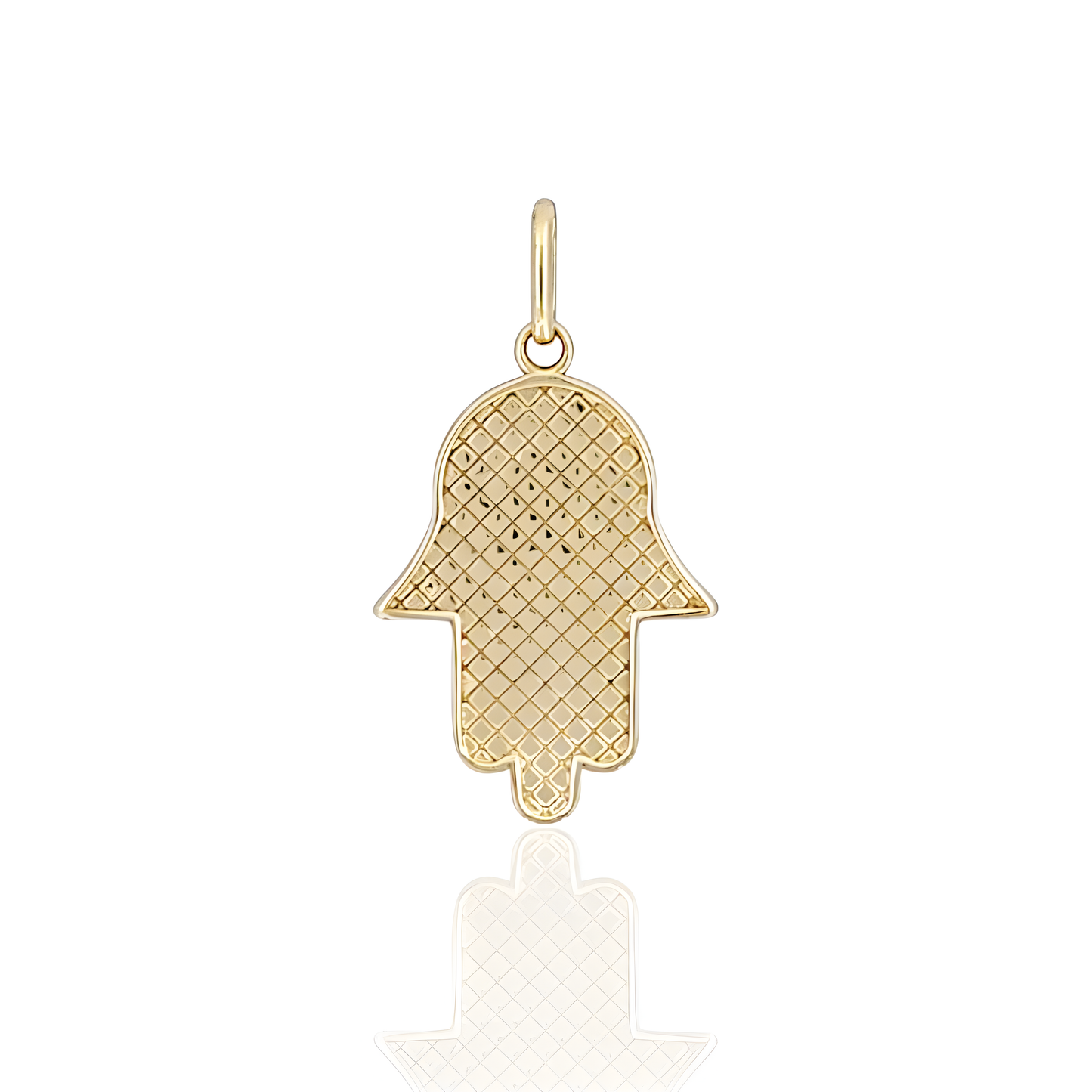 14K Gold Hamsa Pendant with David Star