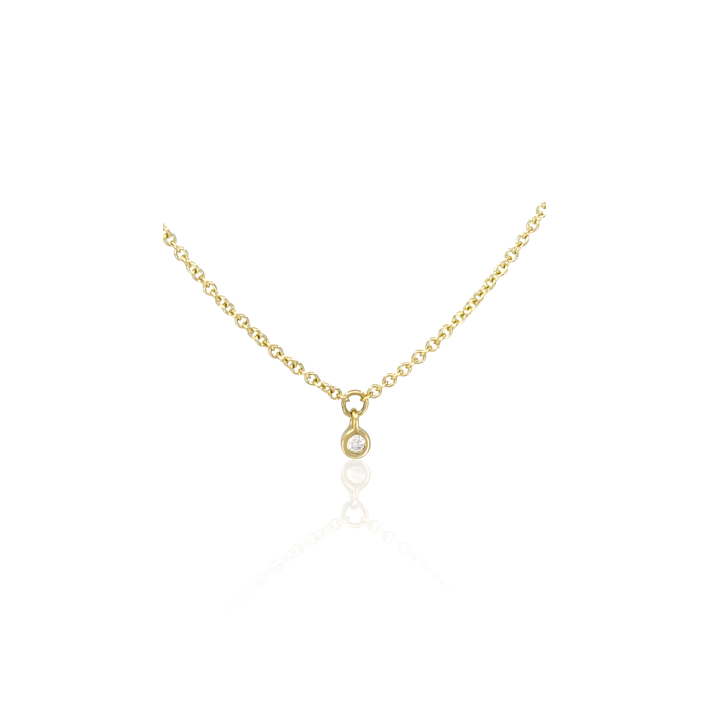 14K Gold Cable Chain Necklace with Natural Diamonds