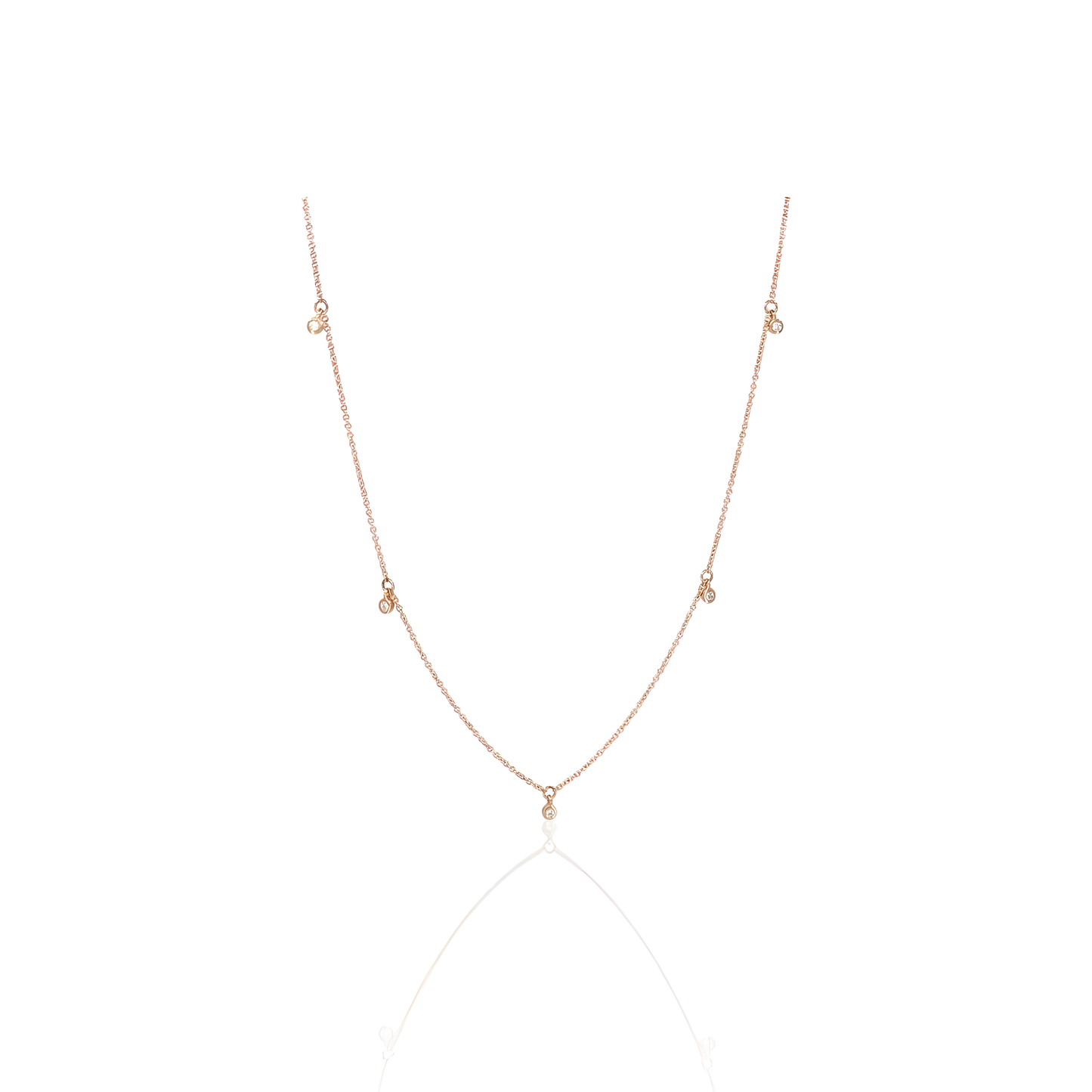 14K Gold Cable Chain Necklace with Natural Diamonds