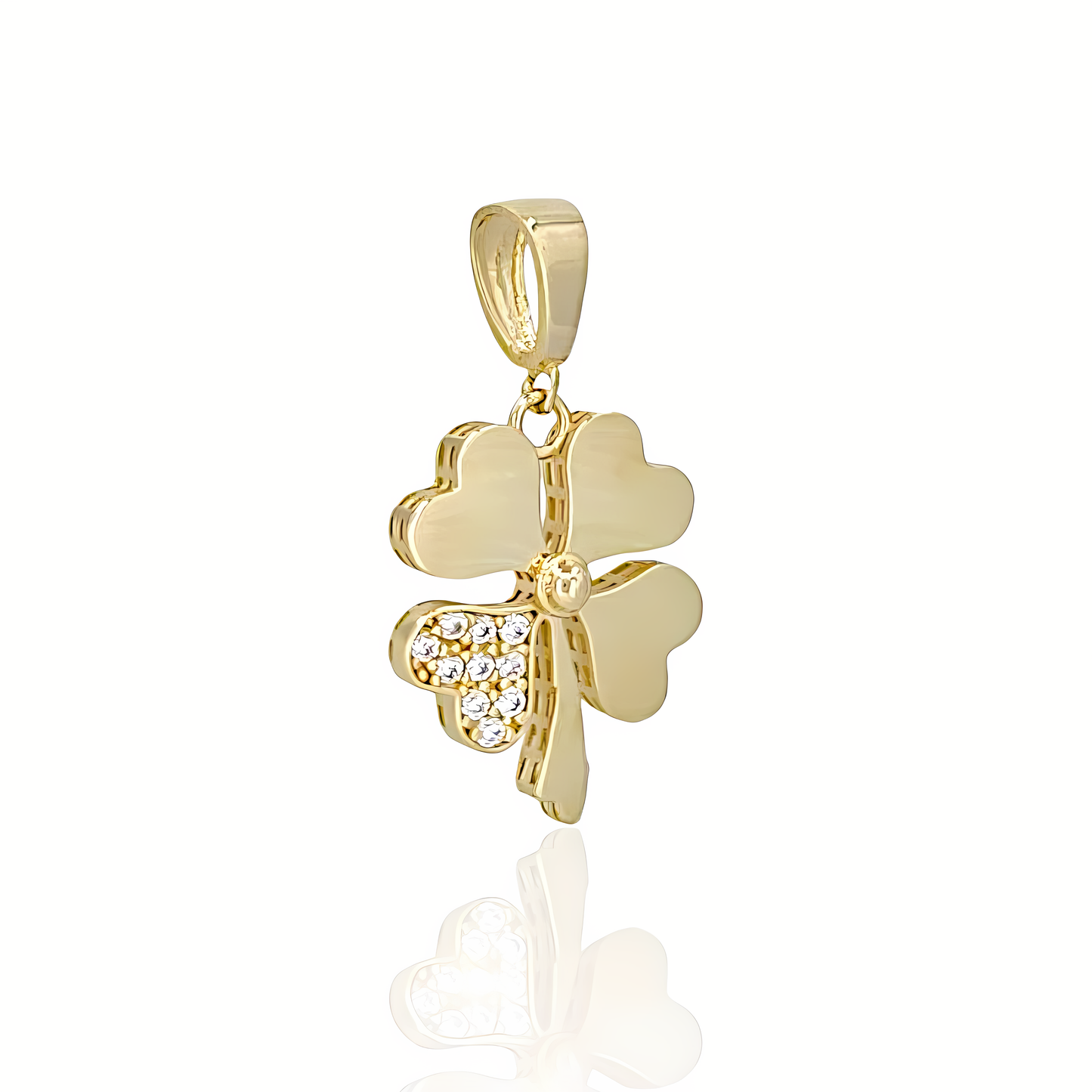 14K Gold Clover Charm Pendant