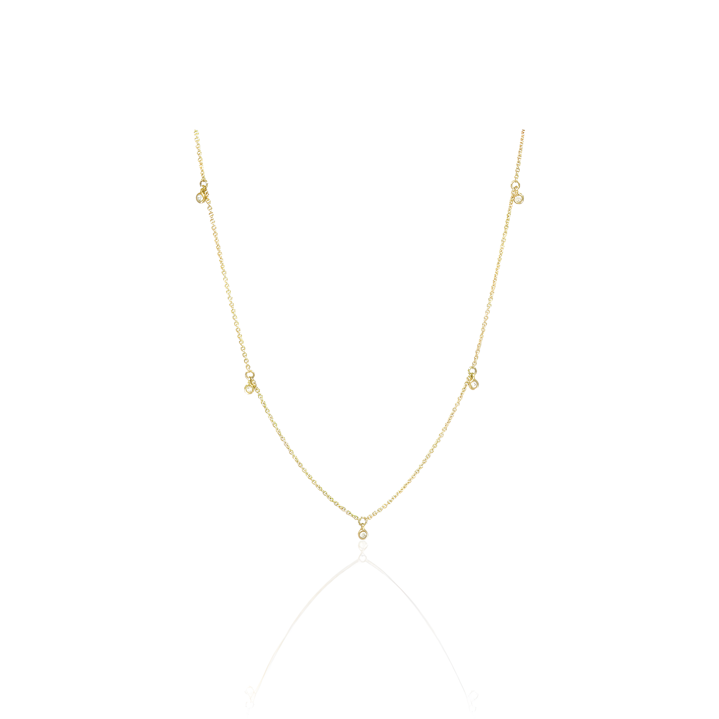 14K Gold Cable Chain Necklace with Natural Diamonds
