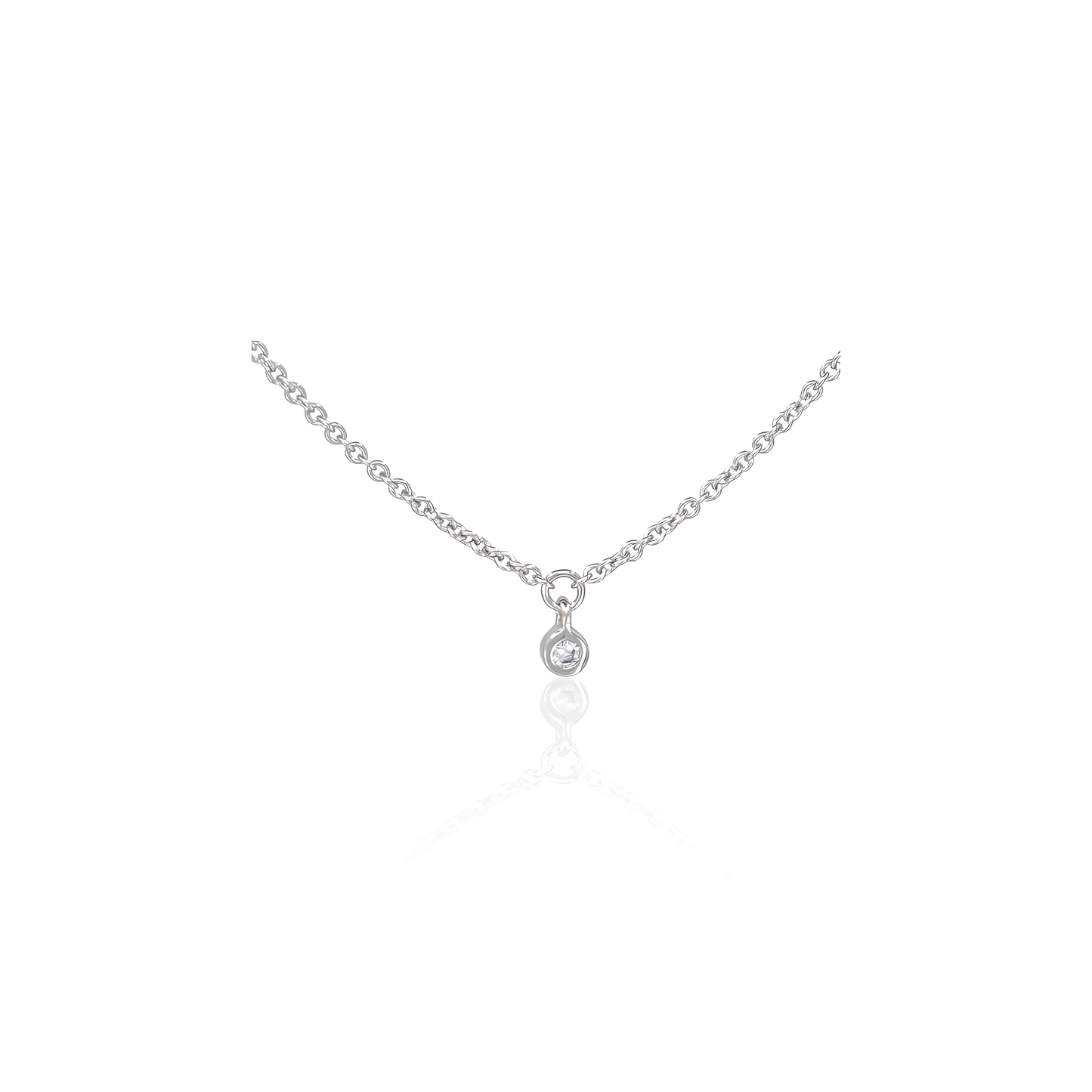 14K Gold Cable Chain Necklace with Natural Diamonds
