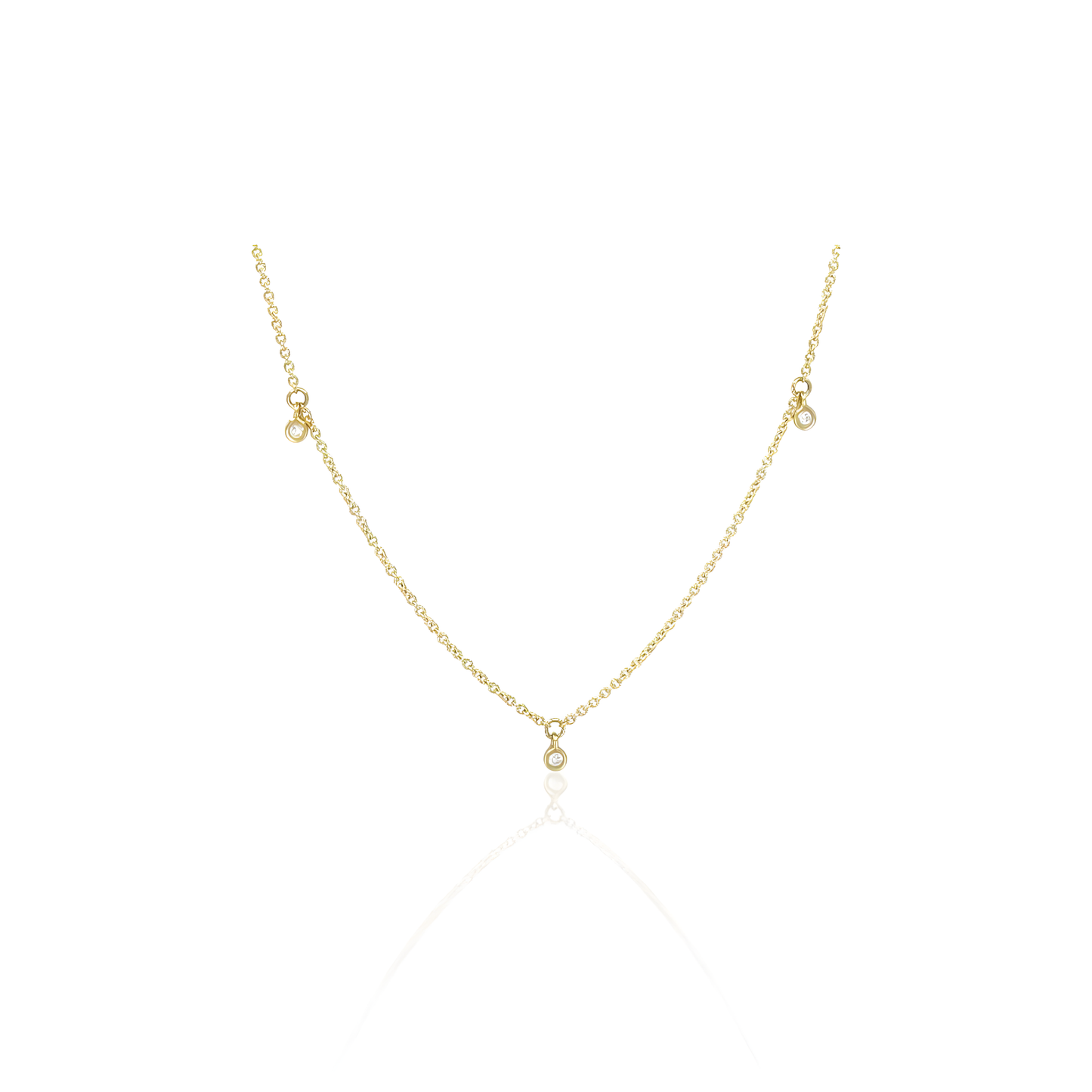 14K Gold Cable Chain Necklace with Natural Diamonds