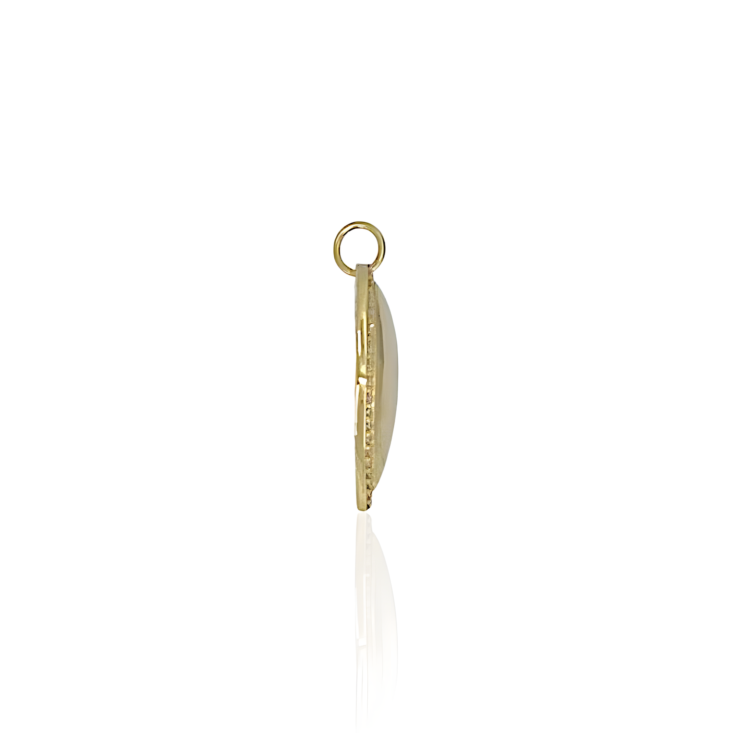 14K Gold Heart Pendant with White Topaz