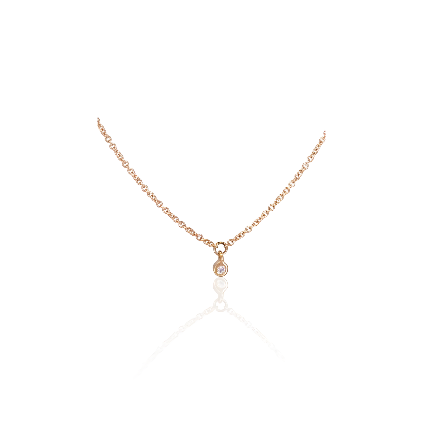 14K Gold Cable Chain Necklace with Natural Diamonds