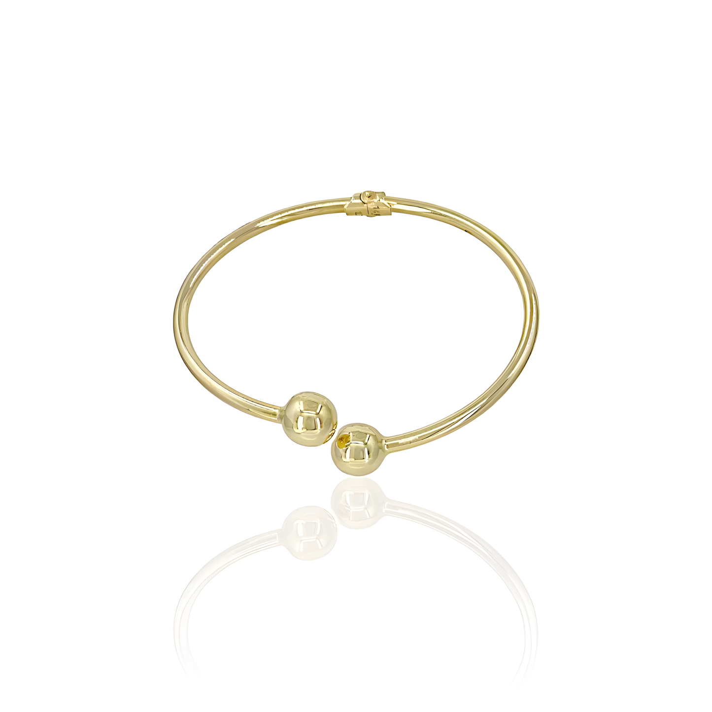 14K Gold Asymmetrical Bead Bangel