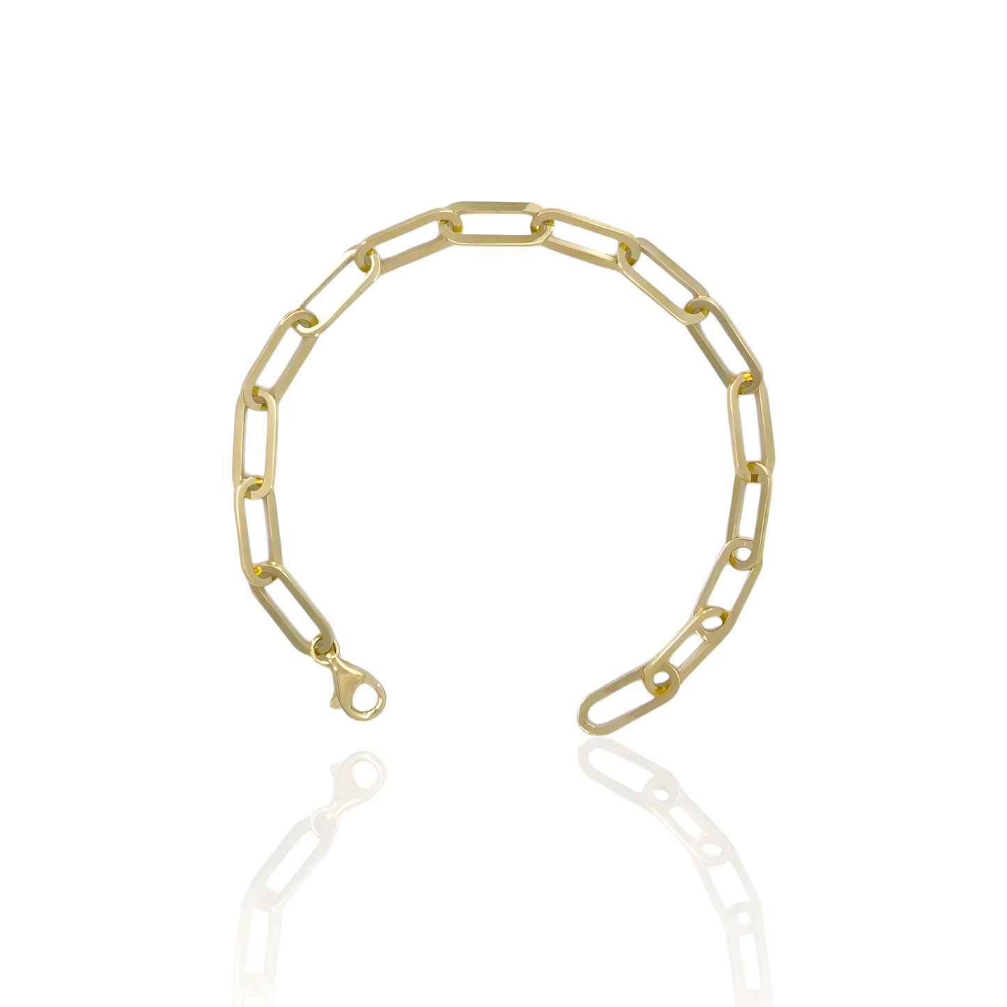 14K Solid Gold Paper Clip Bracelet