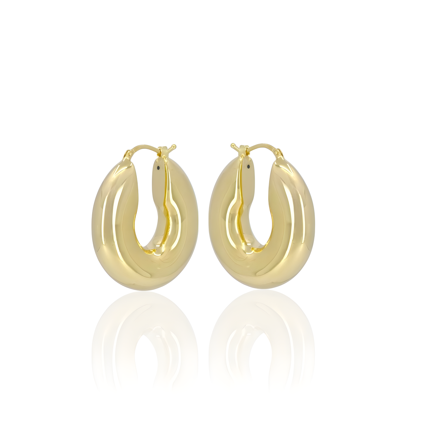 18K Gold Oval Hoop Earrings