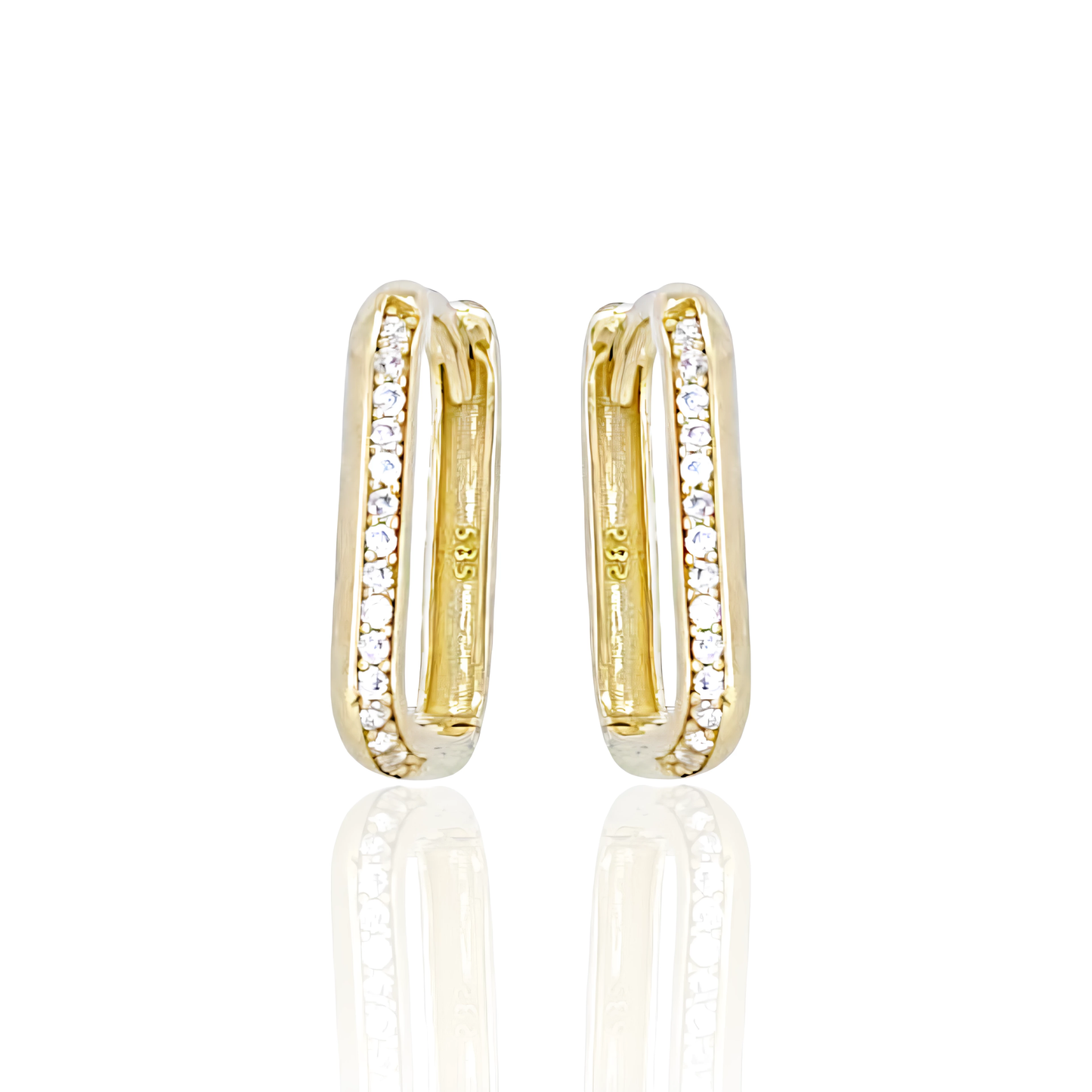 14K Huggie Hoop Earrings with Cubic Zirconia