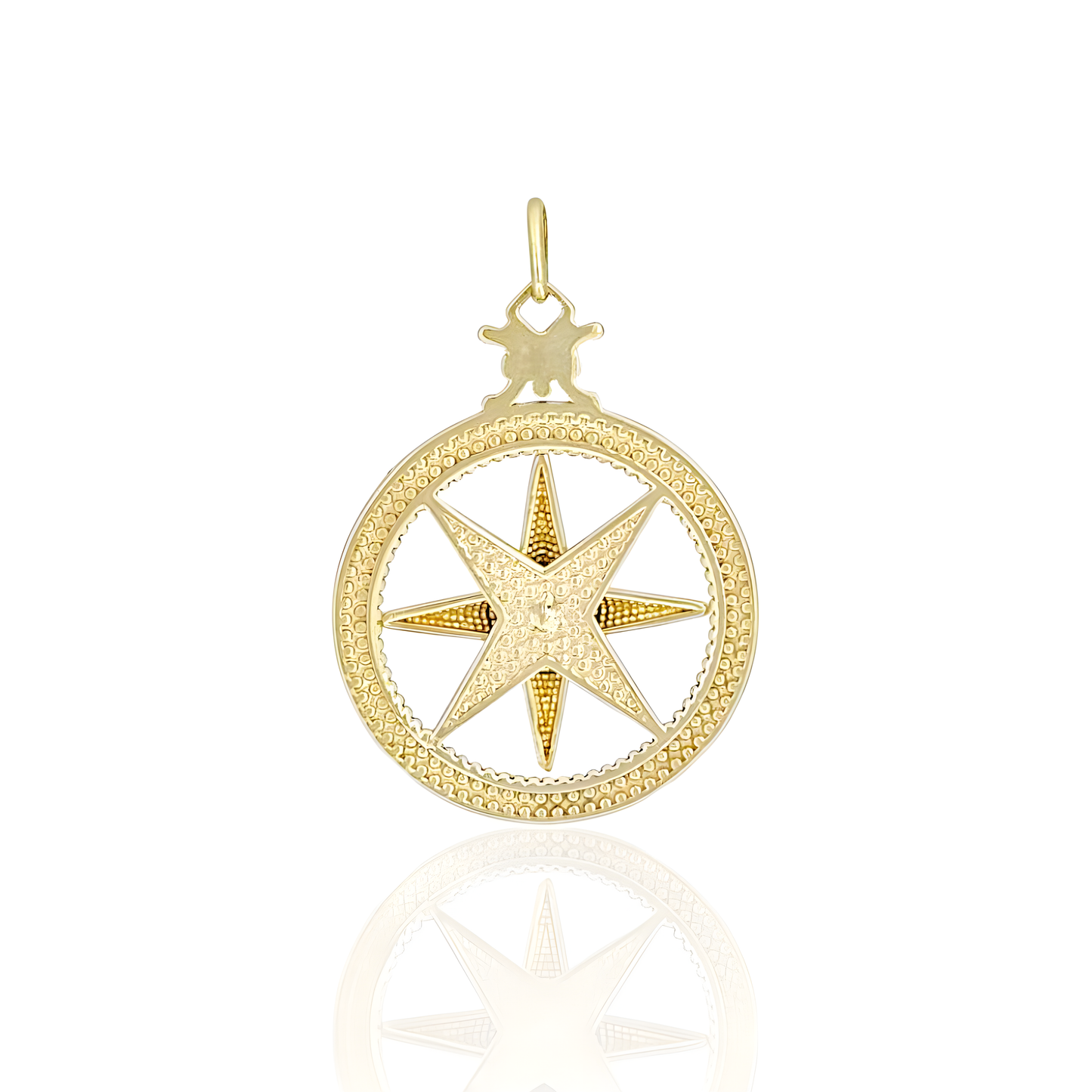 14K Gold Compass Rose Pendant