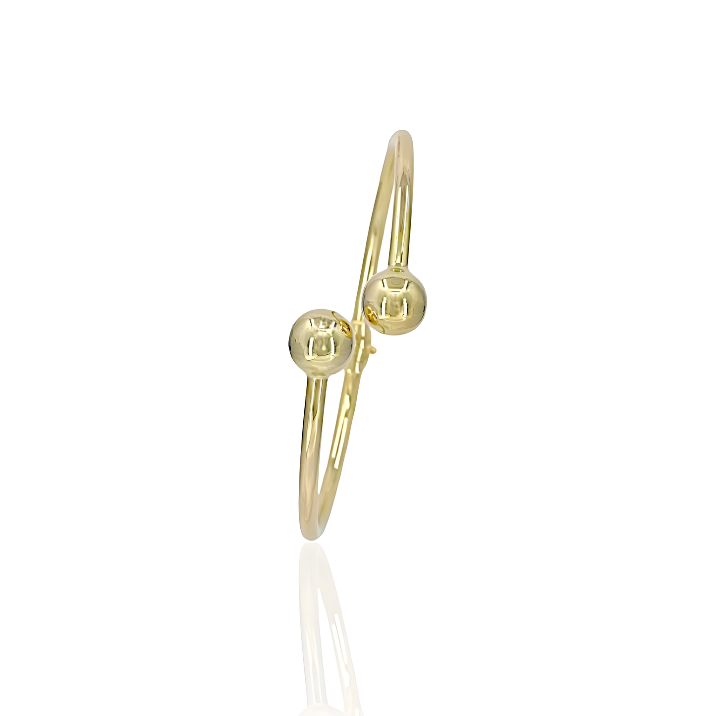 14K Gold Asymmetrical Bead Bangel