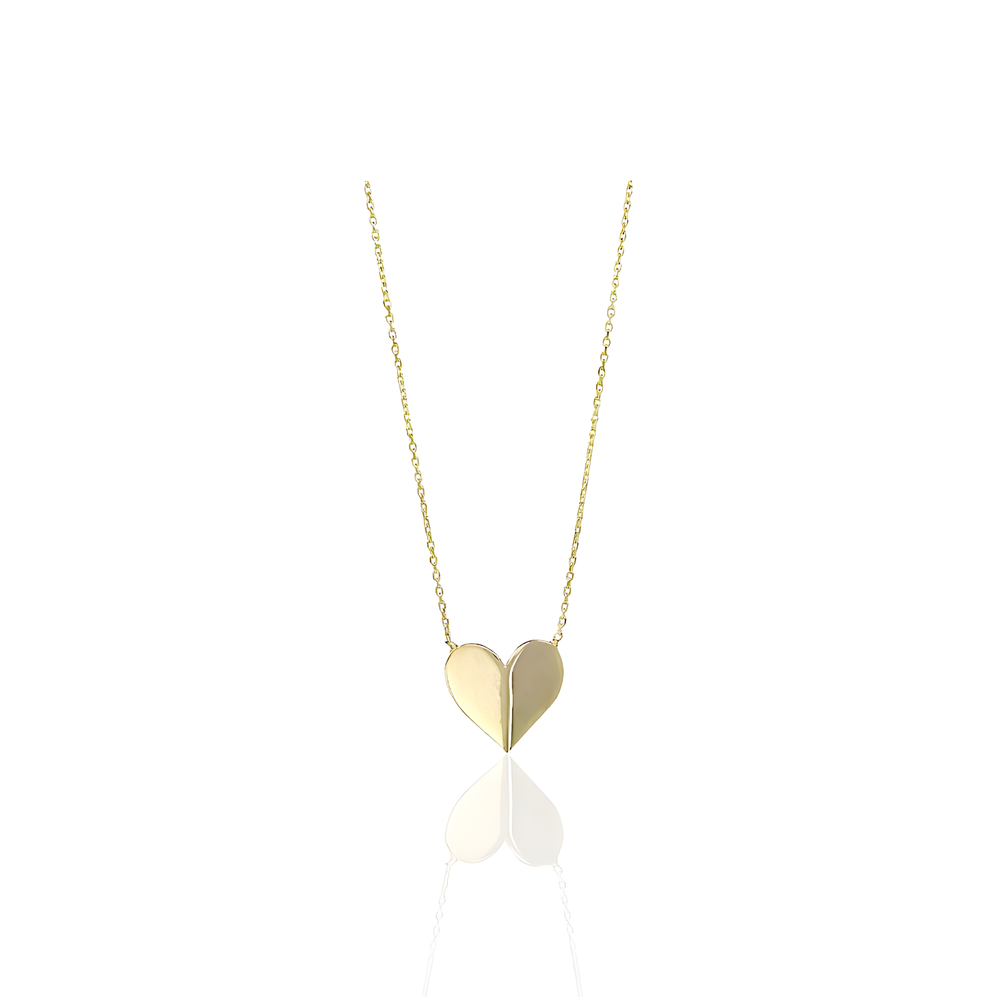 14K Gold Plain Heart Necklace