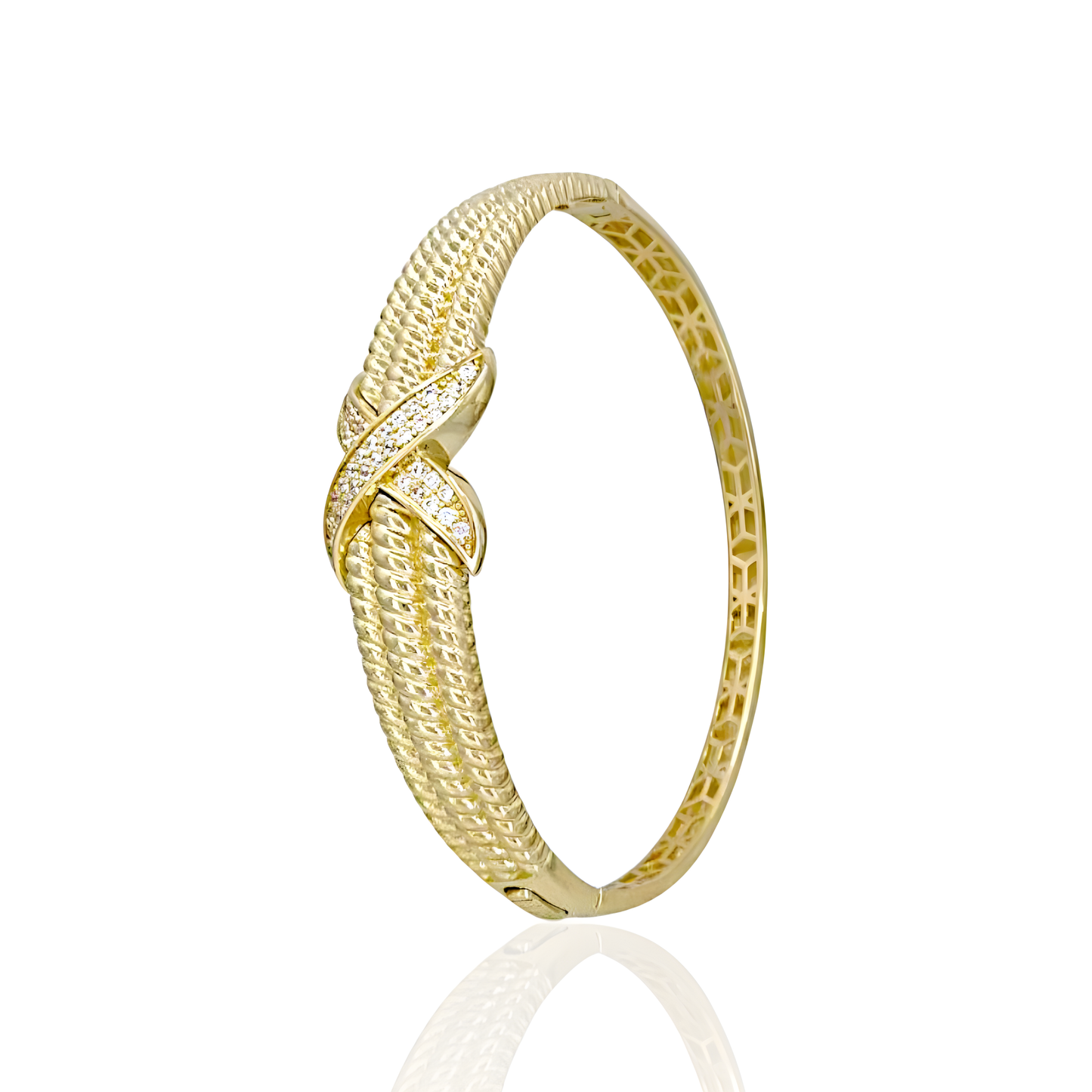 14K Gold Shell Shape Bangel with Stones