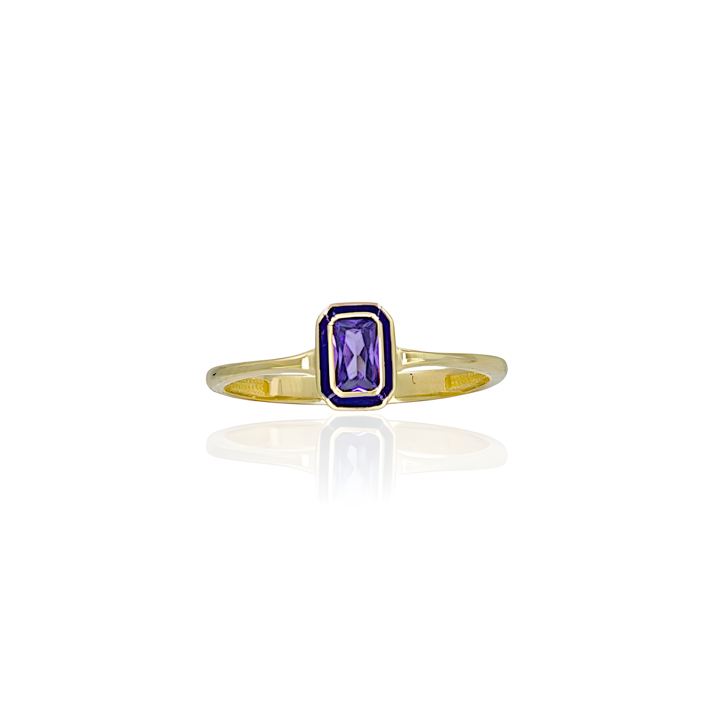 14K Gold Ring with Violet Enamel
