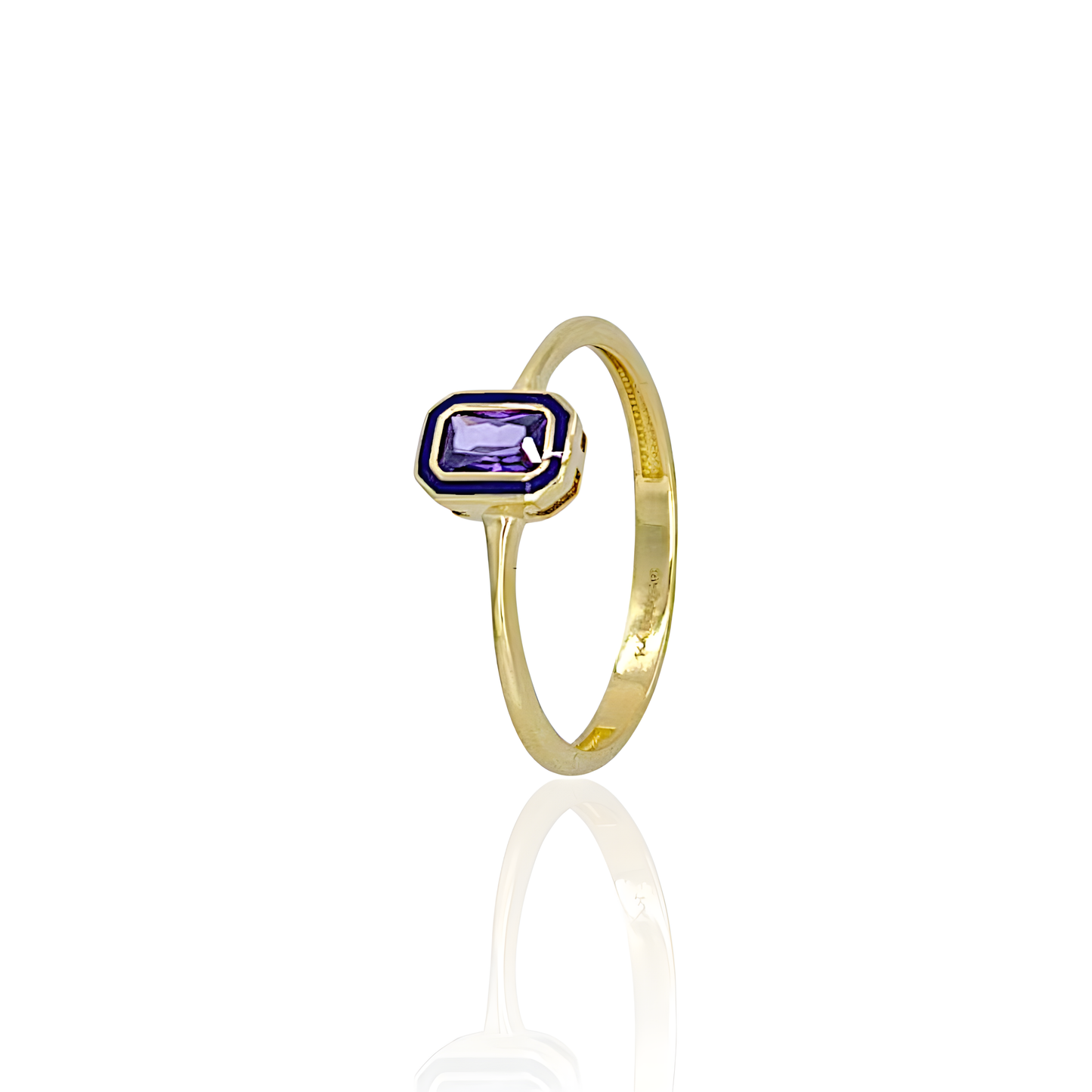 14K Gold Ring with Violet Enamel